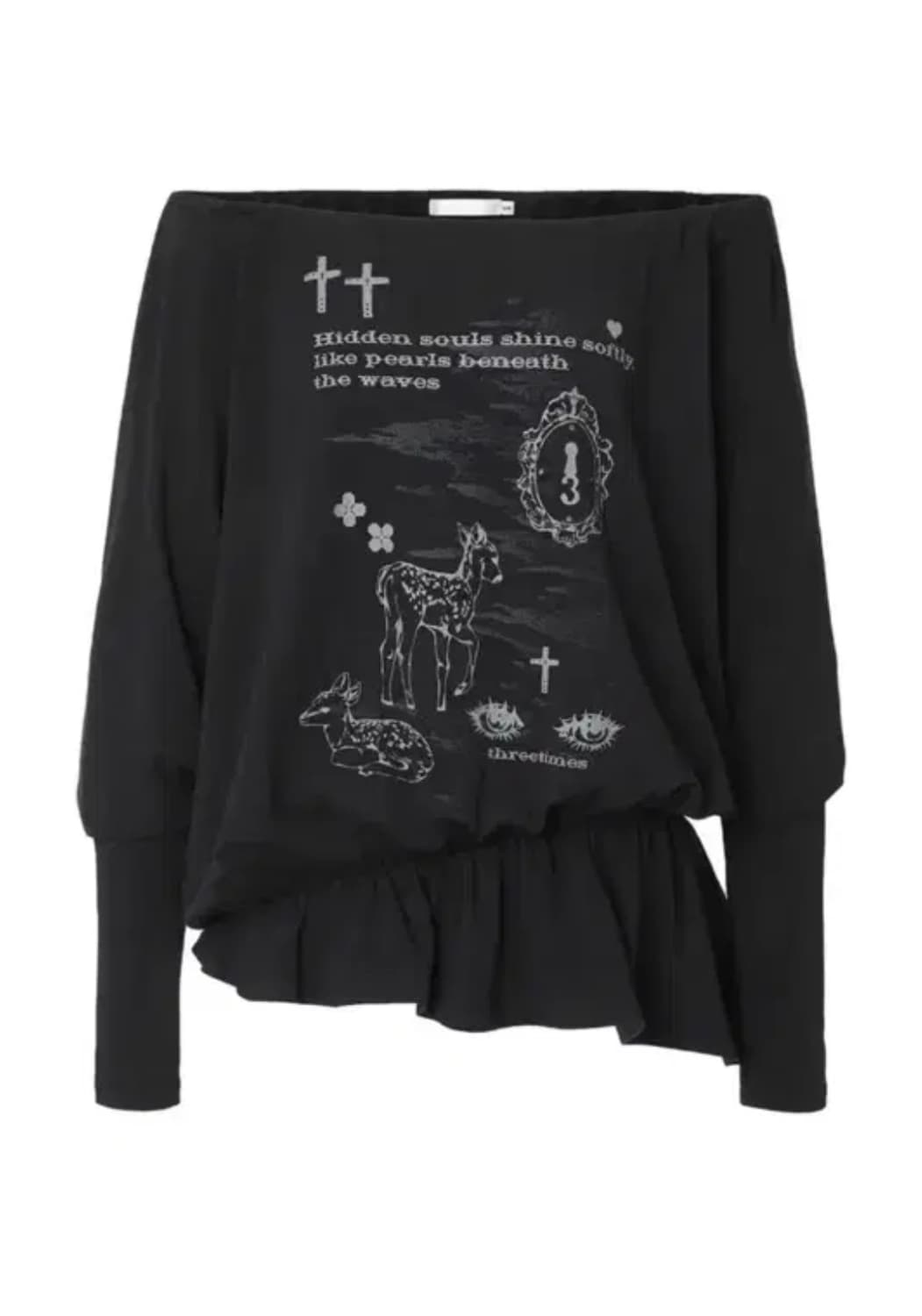 쓰리타임즈 밤비탑s 오프숄더원숄더드레이프티셔츠 상품이미지1