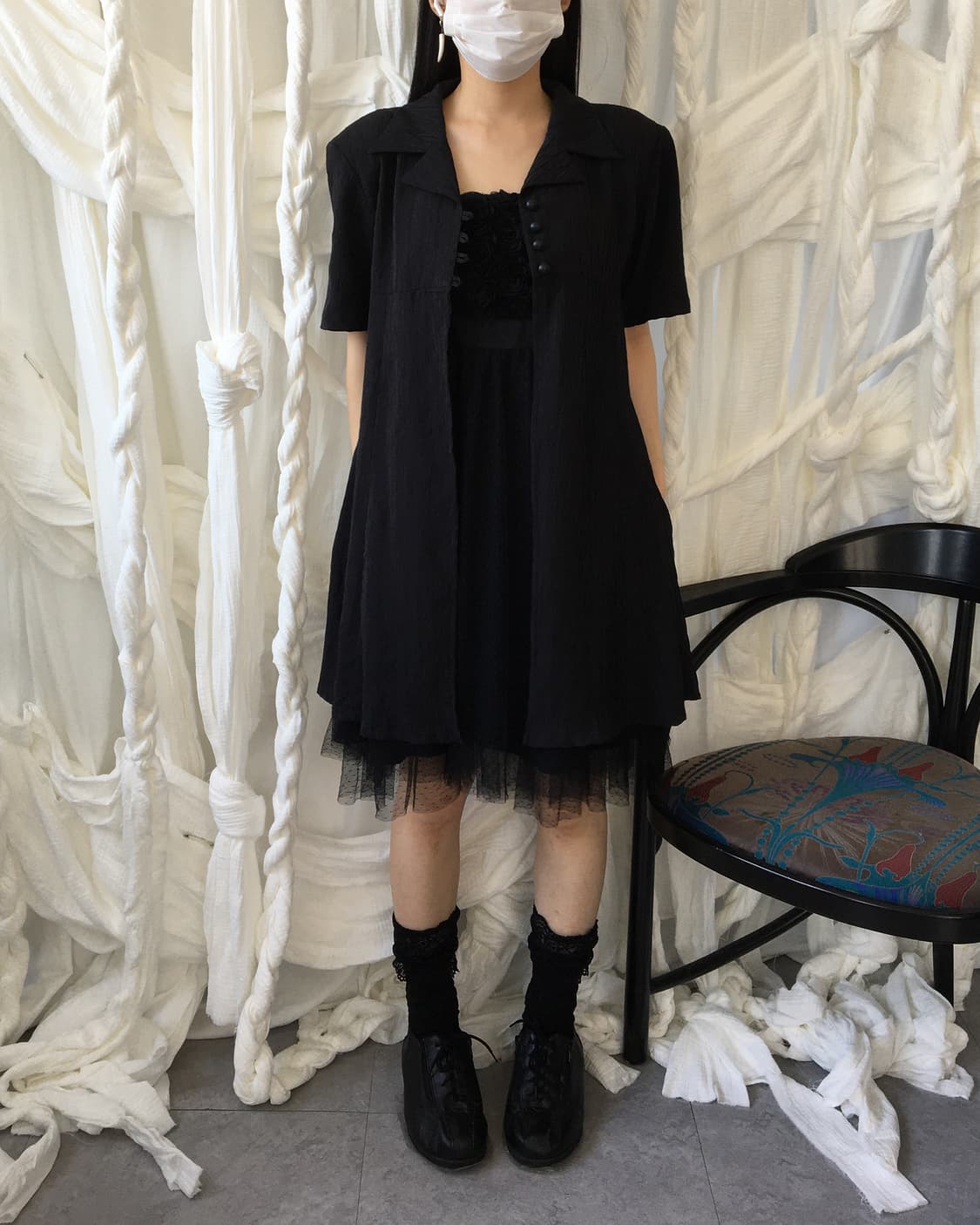 Pleats line point long jacket 상품이미지9