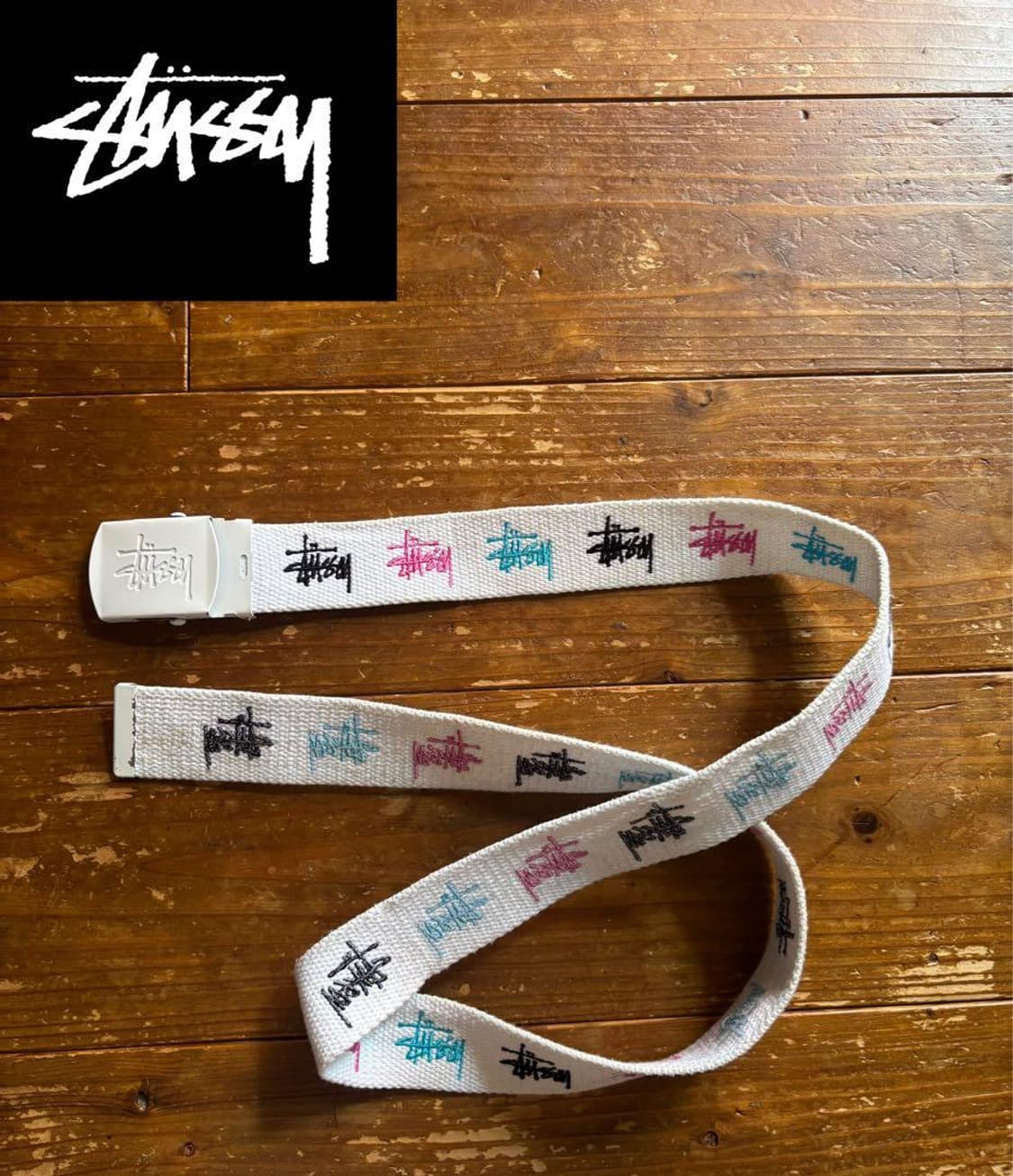 2013s 스투시 멀티 컬러 로고 웹 벨트 화이트 상품이미지1