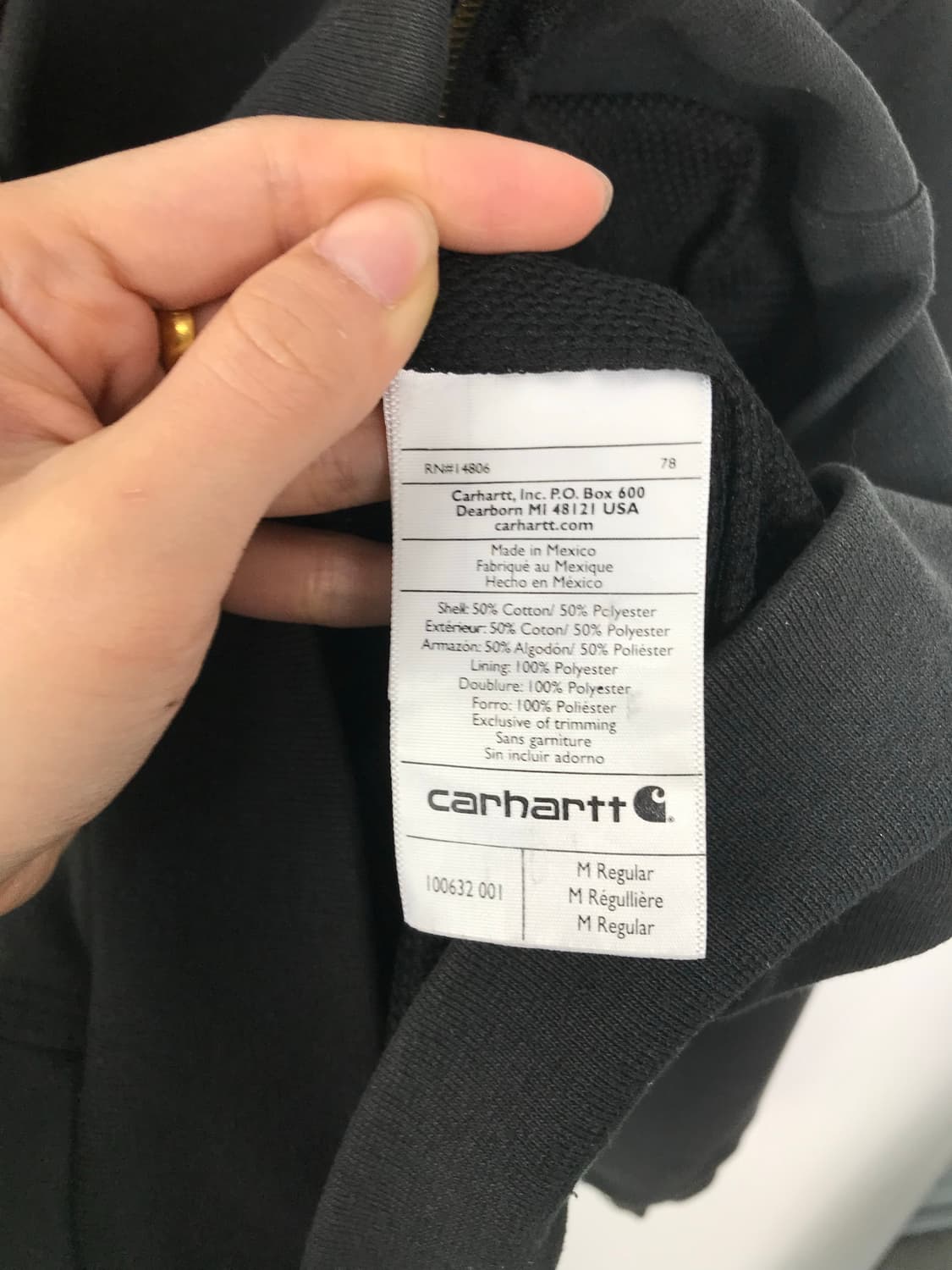칼하트 자수로고 써멀 차콜 후드집업 상품이미지5