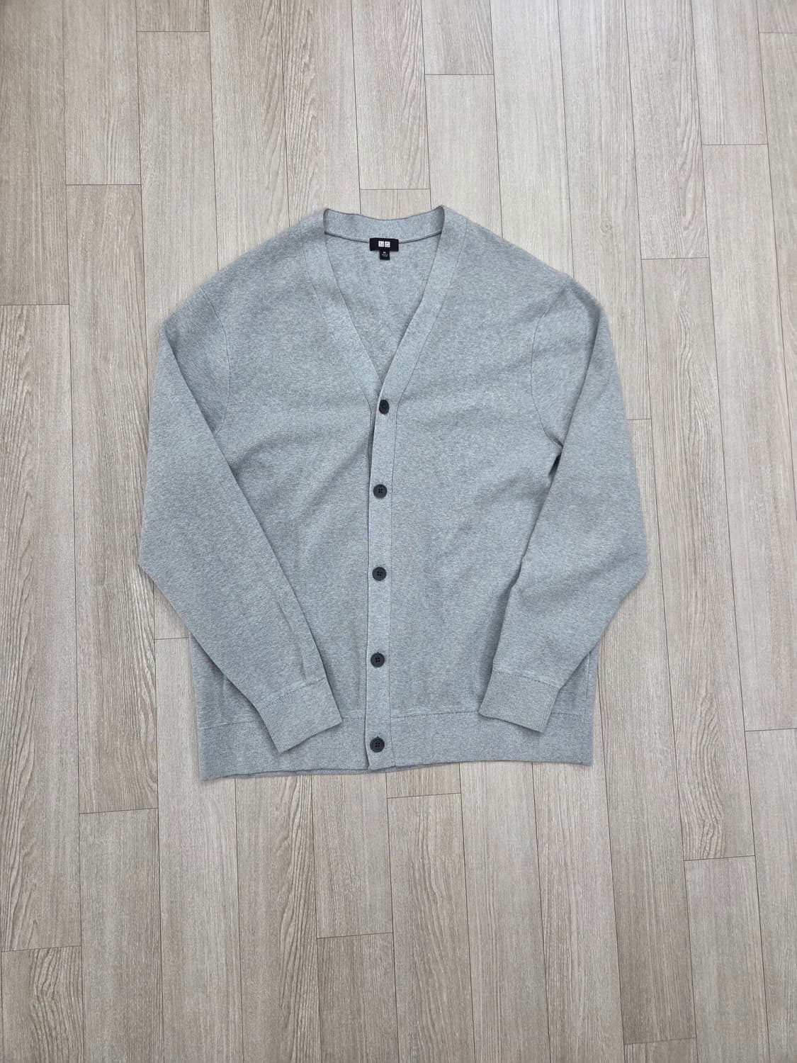 유니클로 밀라노립 워셔블 코튼 가디건 그레이 XL, 105 상품이미지1