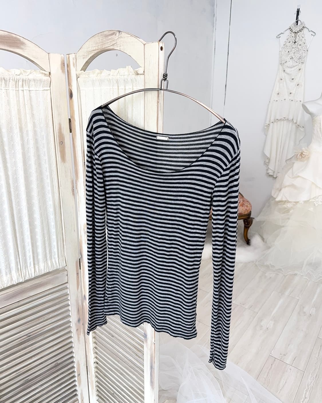 Black and gray stripe long sleeve  상품이미지5