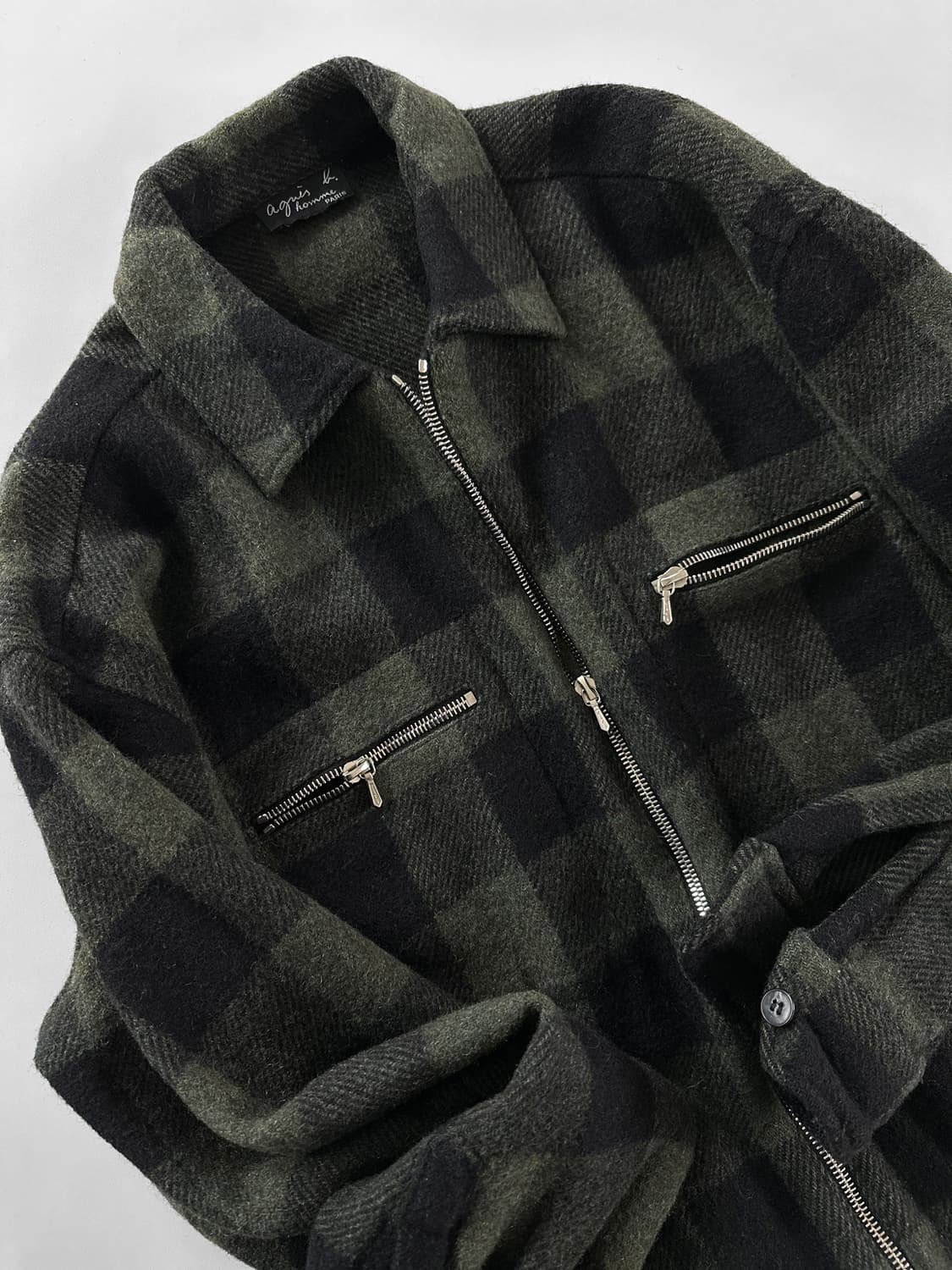 90s 빈티지 아네스베 옴브 버팔로 체크 울 집업 자켓 상품이미지3