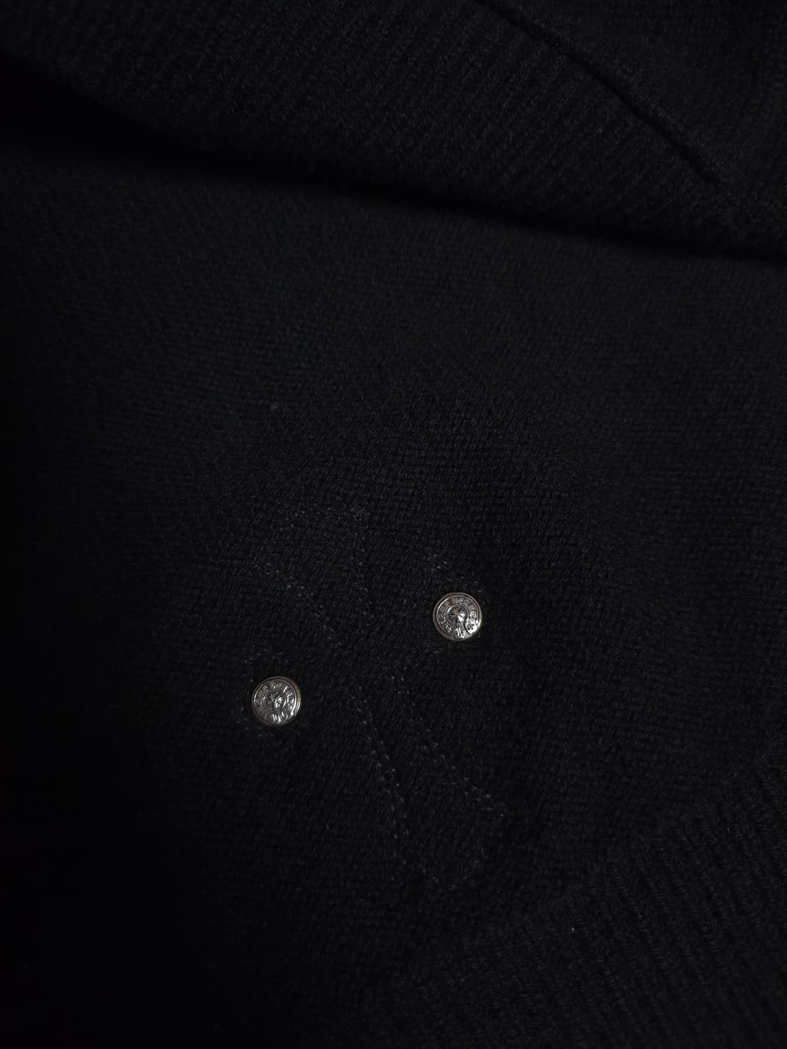 [XL] 크롬하츠 레더패치 캐시미어 후드 블랙 상품이미지5