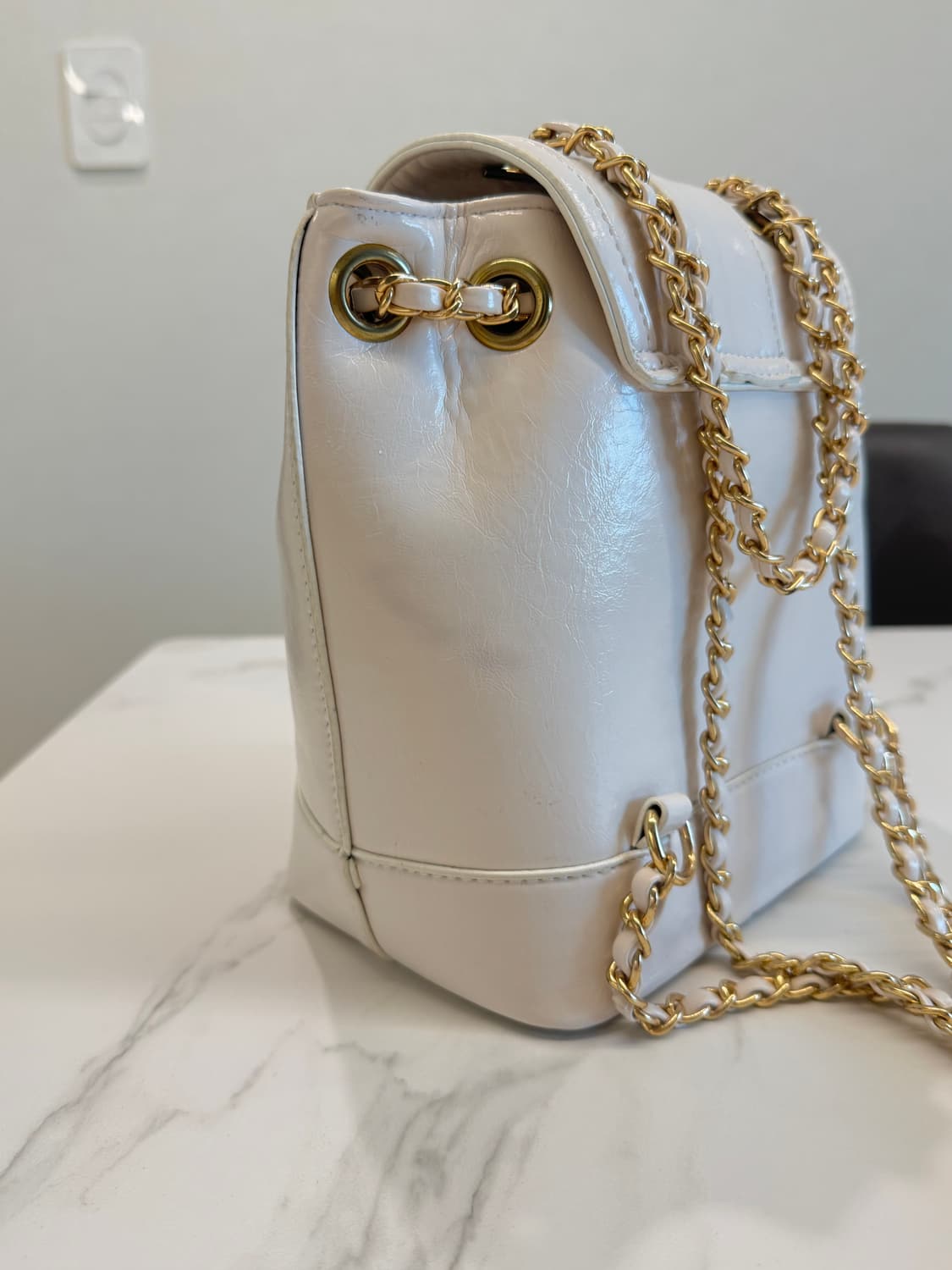 미니 금장 골드 체인 백팩 아이보리 상품이미지4