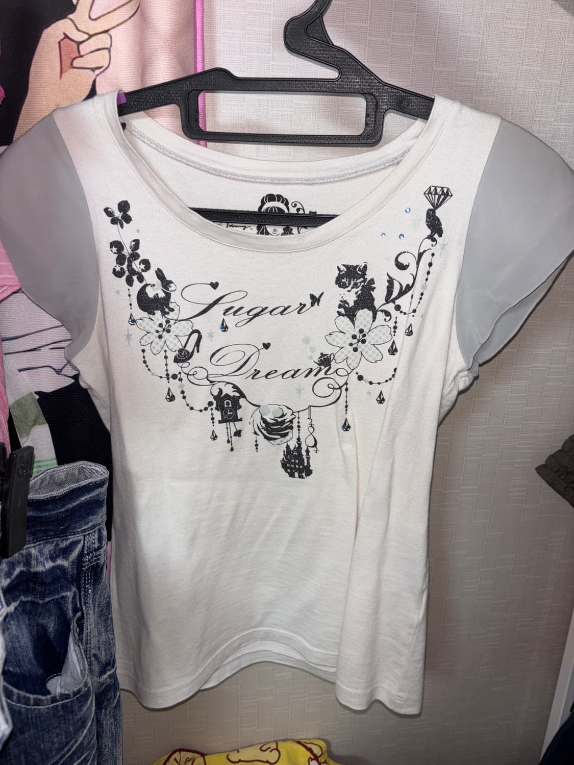 큐빅 프릴 헤이세이 반팔 티셔츠 니혼진 히메갸루 로걀 빈티지  상품이미지1