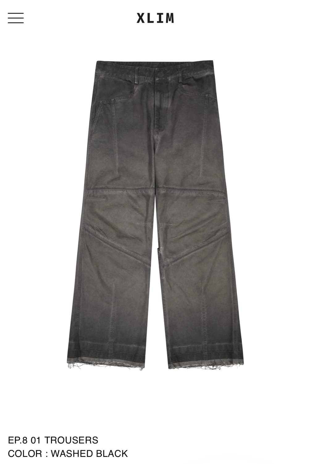 XLIM EP.8 워시드 블랙 트라우저 상품이미지1