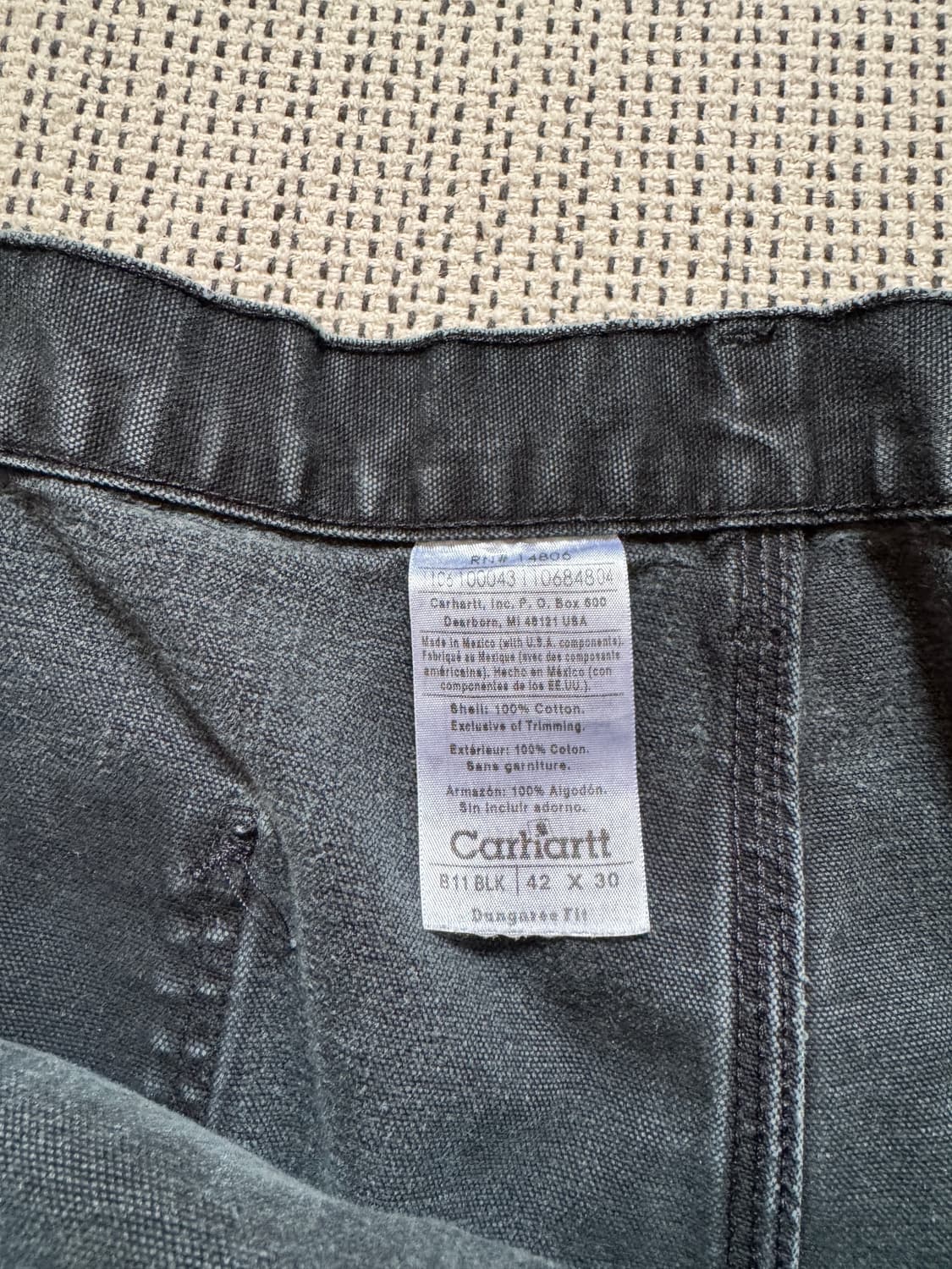 칼하트 싱글니 워싱 블랙 팬츠 상품이미지2