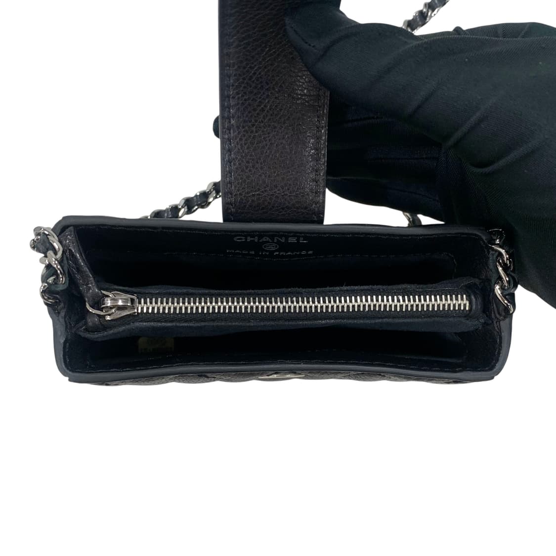 샤넬 퀼팅 캐비어 CC 은장 미니 폰홀더백 상품이미지8