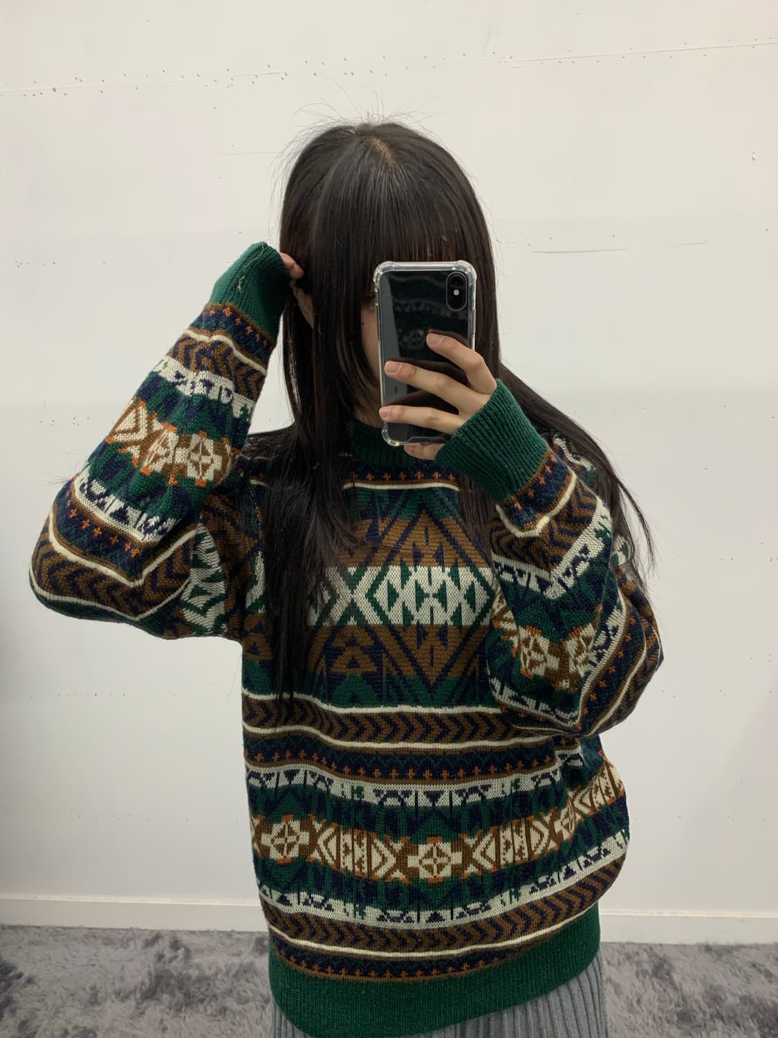 그린 패턴 니트 상품이미지4