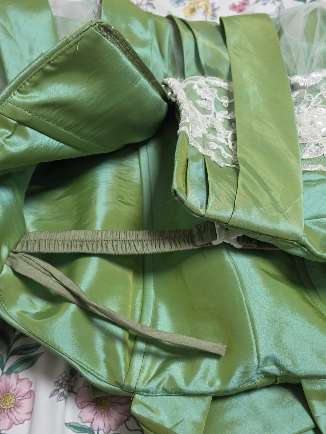 일본빈티지)그린 핀터깔 페어리계 레이스망사 벌룬드레스 댄스파티연주회 상품이미지3