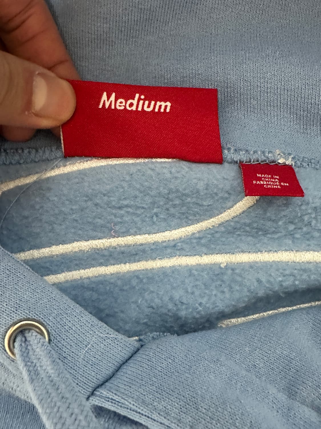 24fw 슈프림 사틴 아플리케 후드 라이트블루 M 최상급 상품이미지5