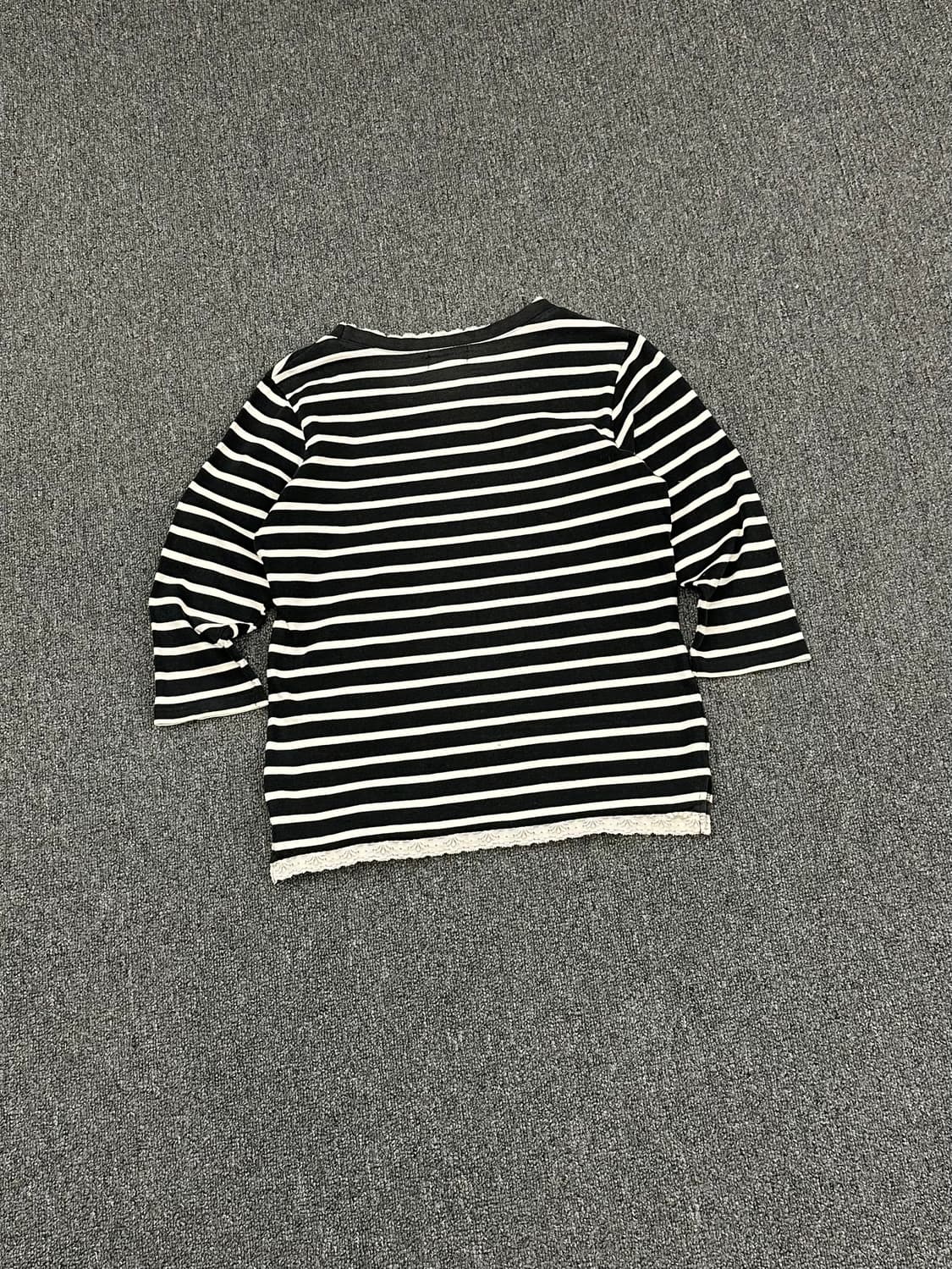 M)미치코런던 빈티지 여성 스트라이프 레이스 롱슬리브 상품이미지5