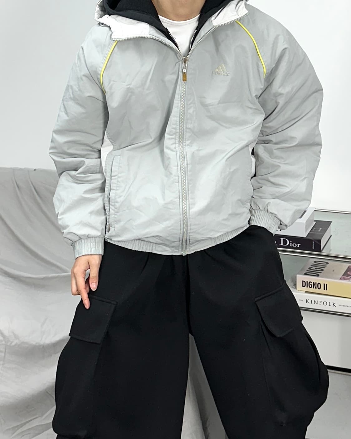아디다스 90s 그레이 바람막이 누빔 점퍼 100 상품이미지2
