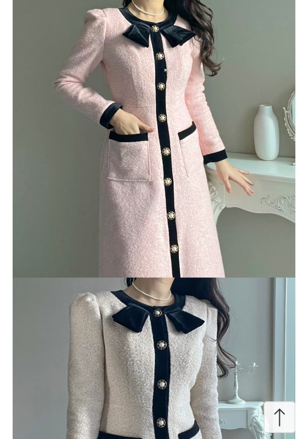 MARANT 벨벳리본 핑크 롱코트원피스:) 하객룩 데이트룩오피스룩연말룩 상품이미지2