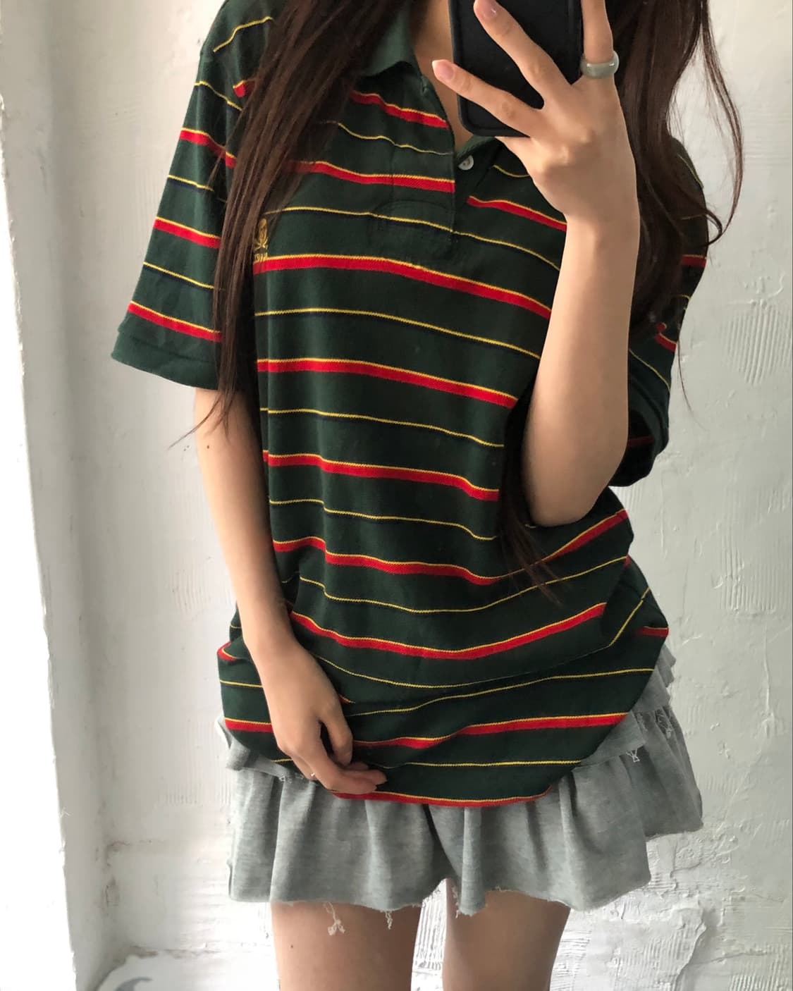 Polo 폴로 랄프로렌 럭비라인 그린 스트라이프 스컬 로고 PK 카라티셔 상품이미지4