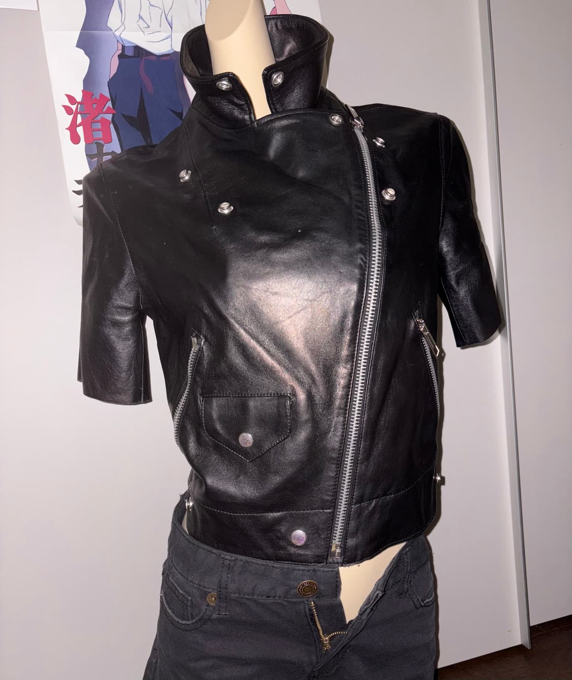 Leather highneck jacket 하이넥 가죽 라이더자켓 락시크 상품이미지3
