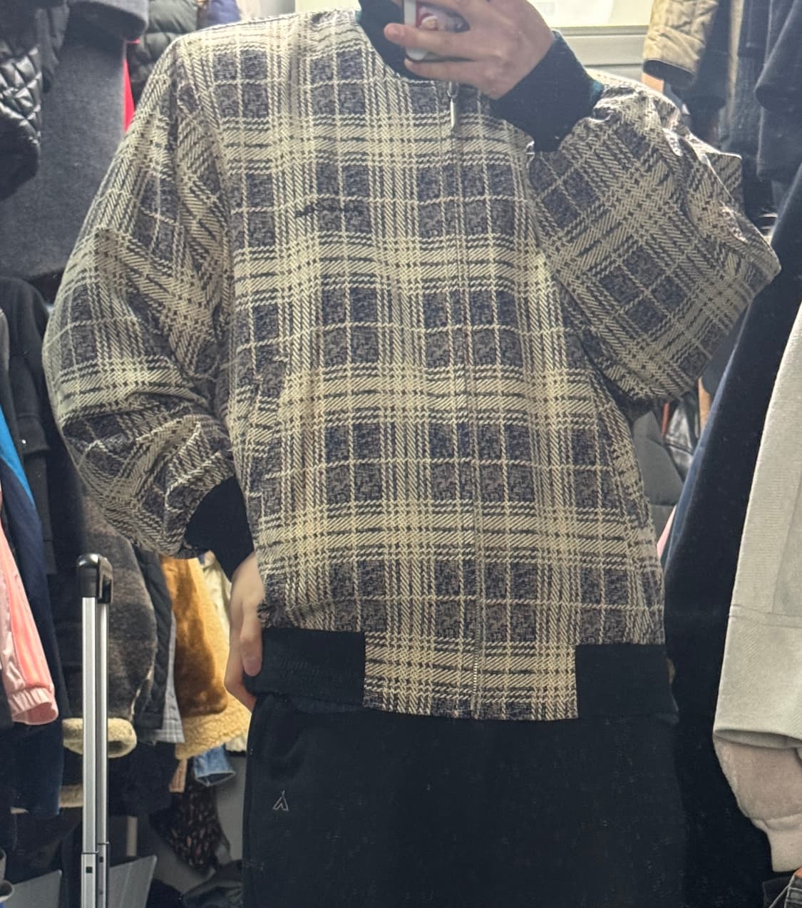 희귀! 노바 NOVA 빈티지 체크 패턴 블루종 자켓 L ~ XL 상품이미지2
