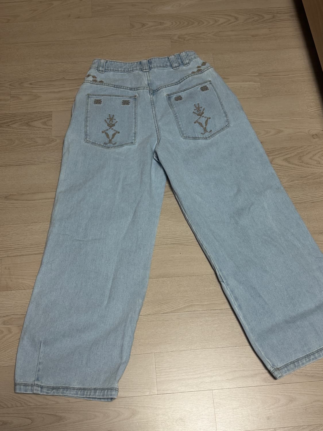 더콜디스트모먼트 ethnic denim pants 연청 와이드 데님 상품이미지3