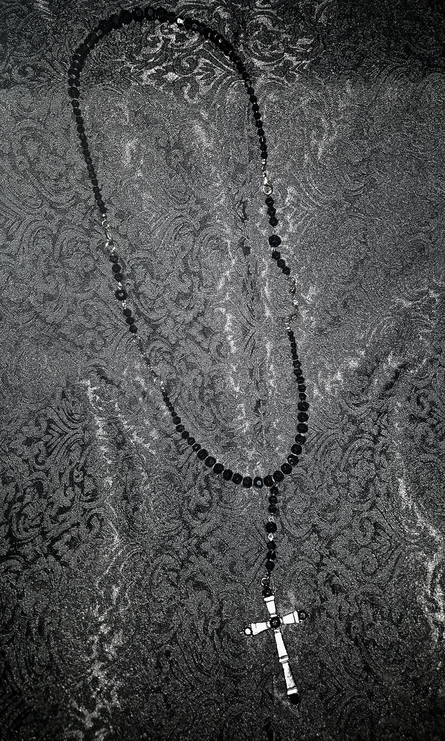 빈티지 고딕펑크 고스로리 블랙 큐빅 로자리오 목걸이 상품이미지2