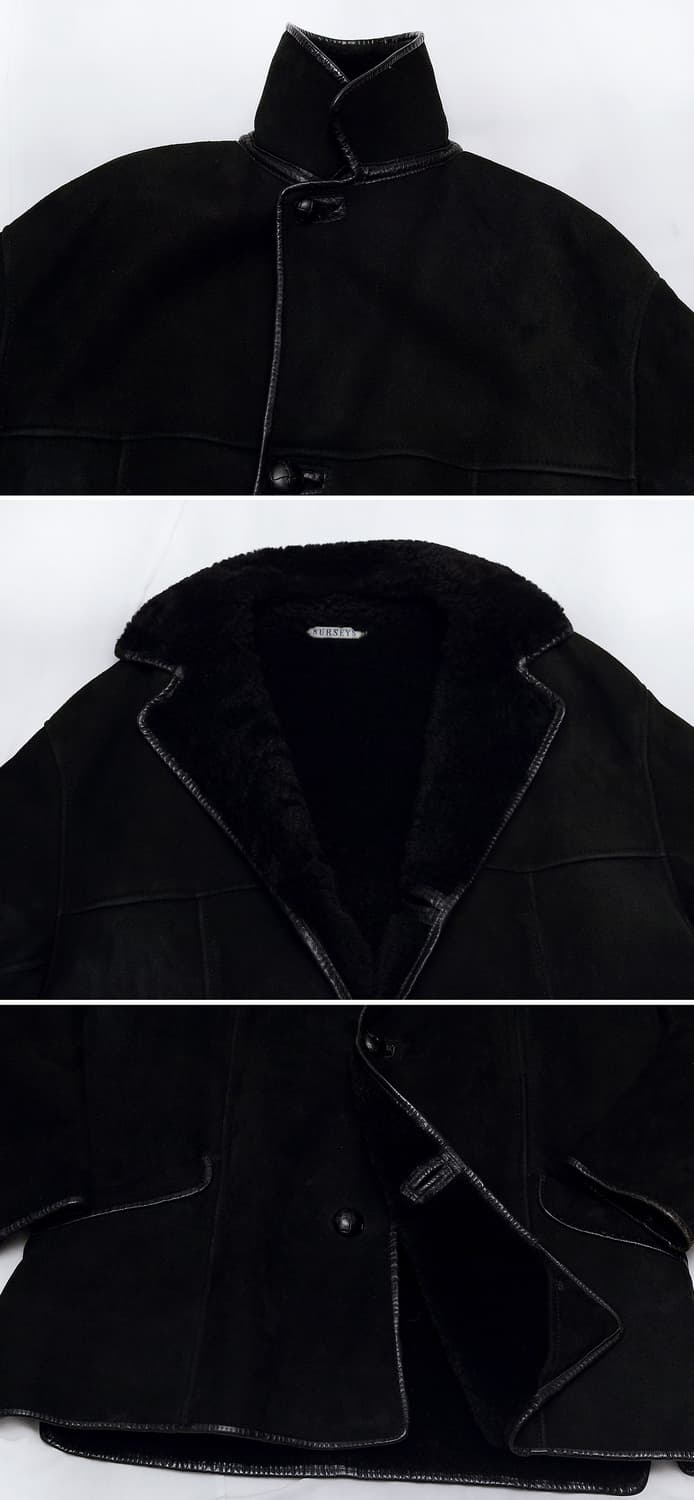 널시 잉글랜드 핸드메이드 블랙 쉽스킨 무톤 코트 자켓 (L / 105+) 상품이미지3