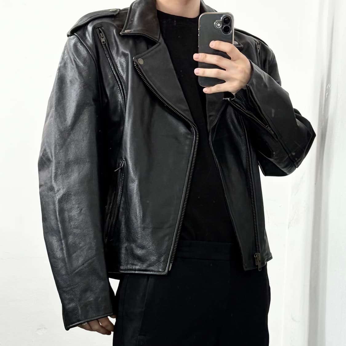 헤비 카우레더 웨스턴 라이더 자켓 상품이미지2