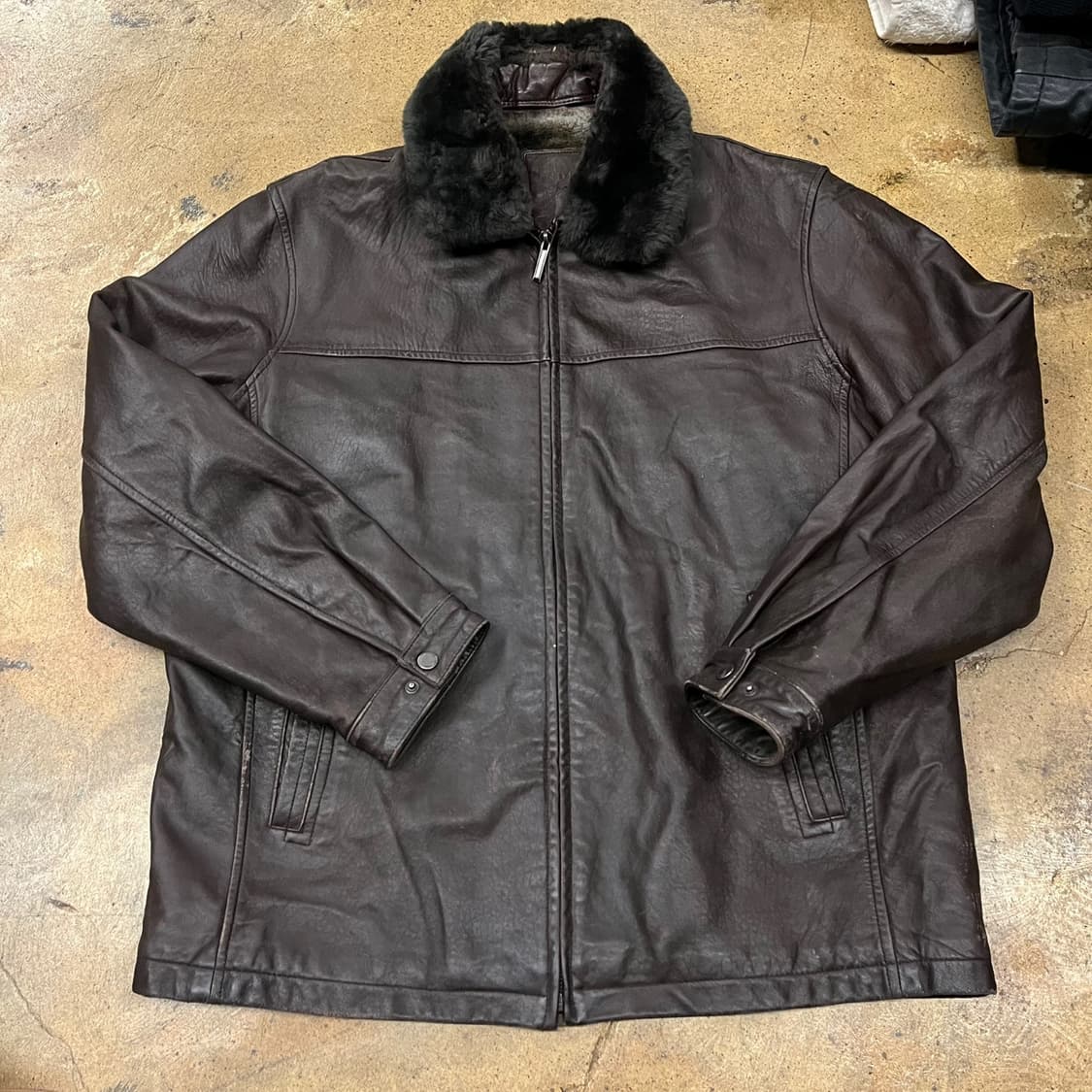 [정품/105] 인디안 가죽 무스탕 자켓 브라운 b19 상품이미지2