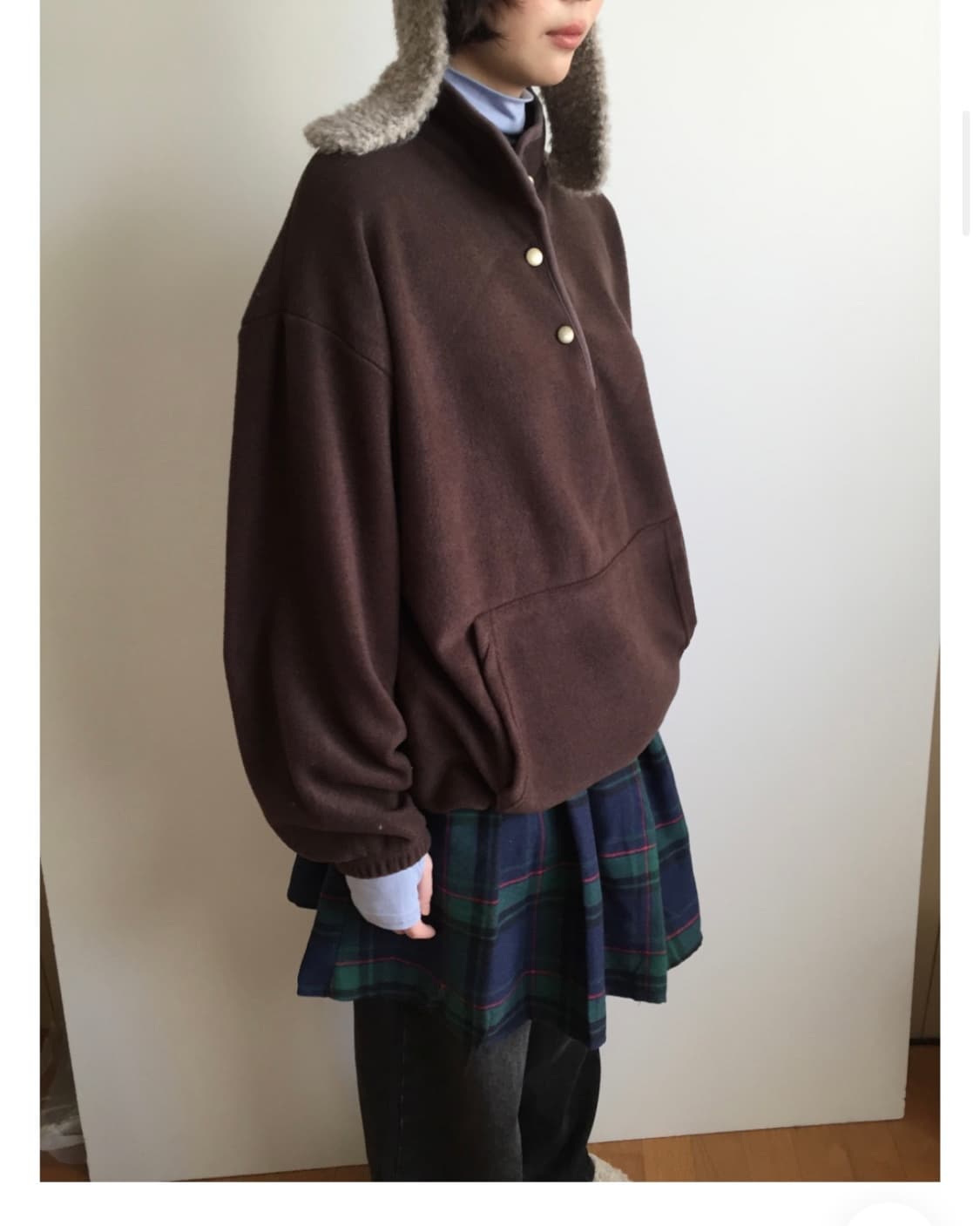 더기 플리스 아노락 맨투맨 브라운 상품이미지2