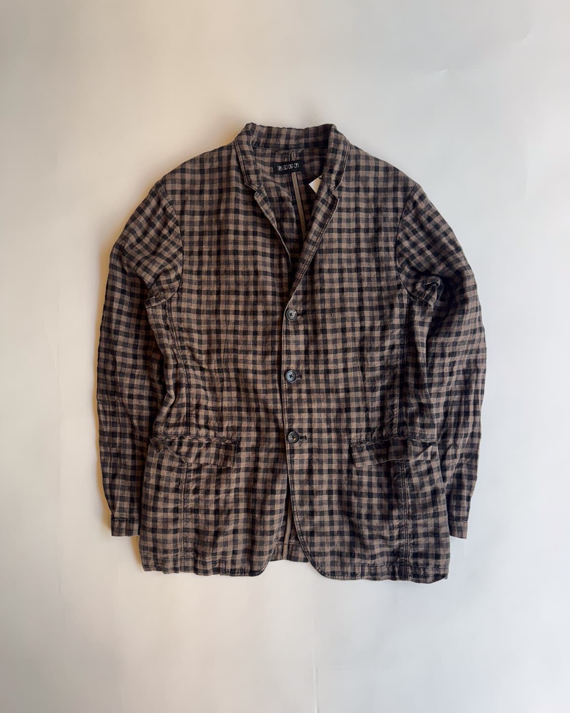 PLST Gingham Check Linen Blazer 상품이미지1