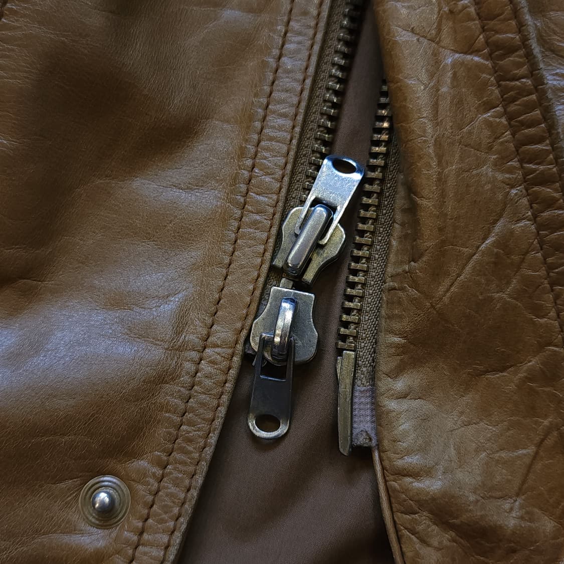 DKNY 도나카란 뉴욕 프렌치 바이커 레더자켓 카멜 M 상품이미지9