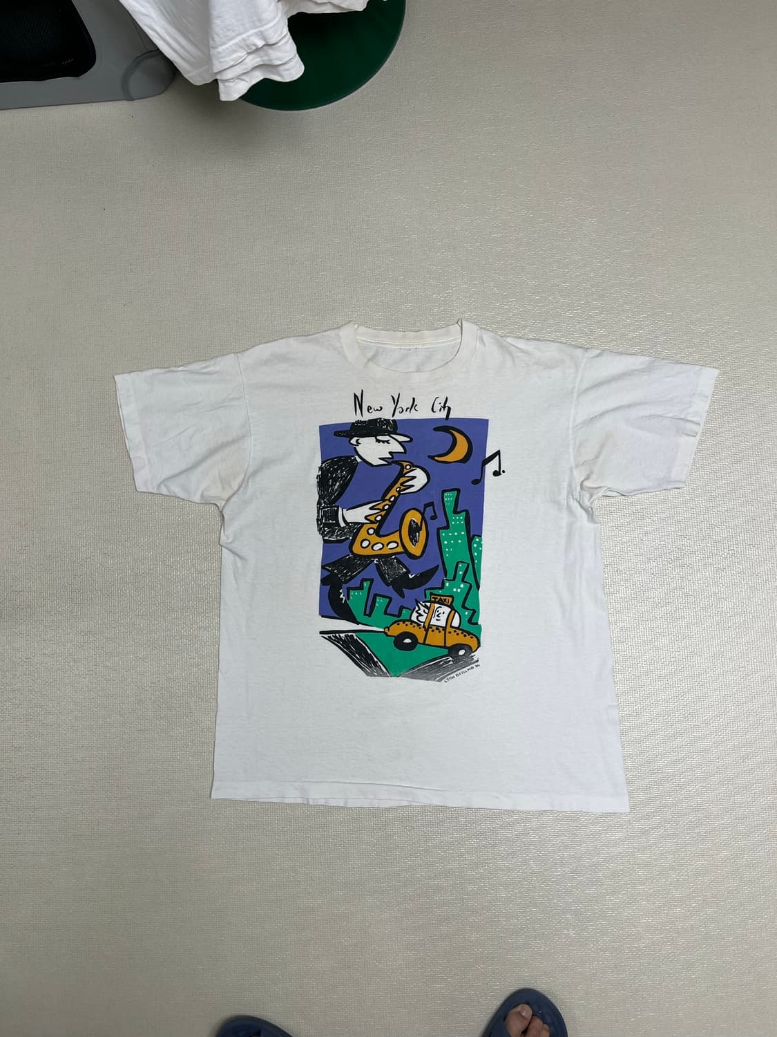 90s 빈티지 뉴욕시티 재즈 일러스트 아트티셔츠 XL 상품이미지1