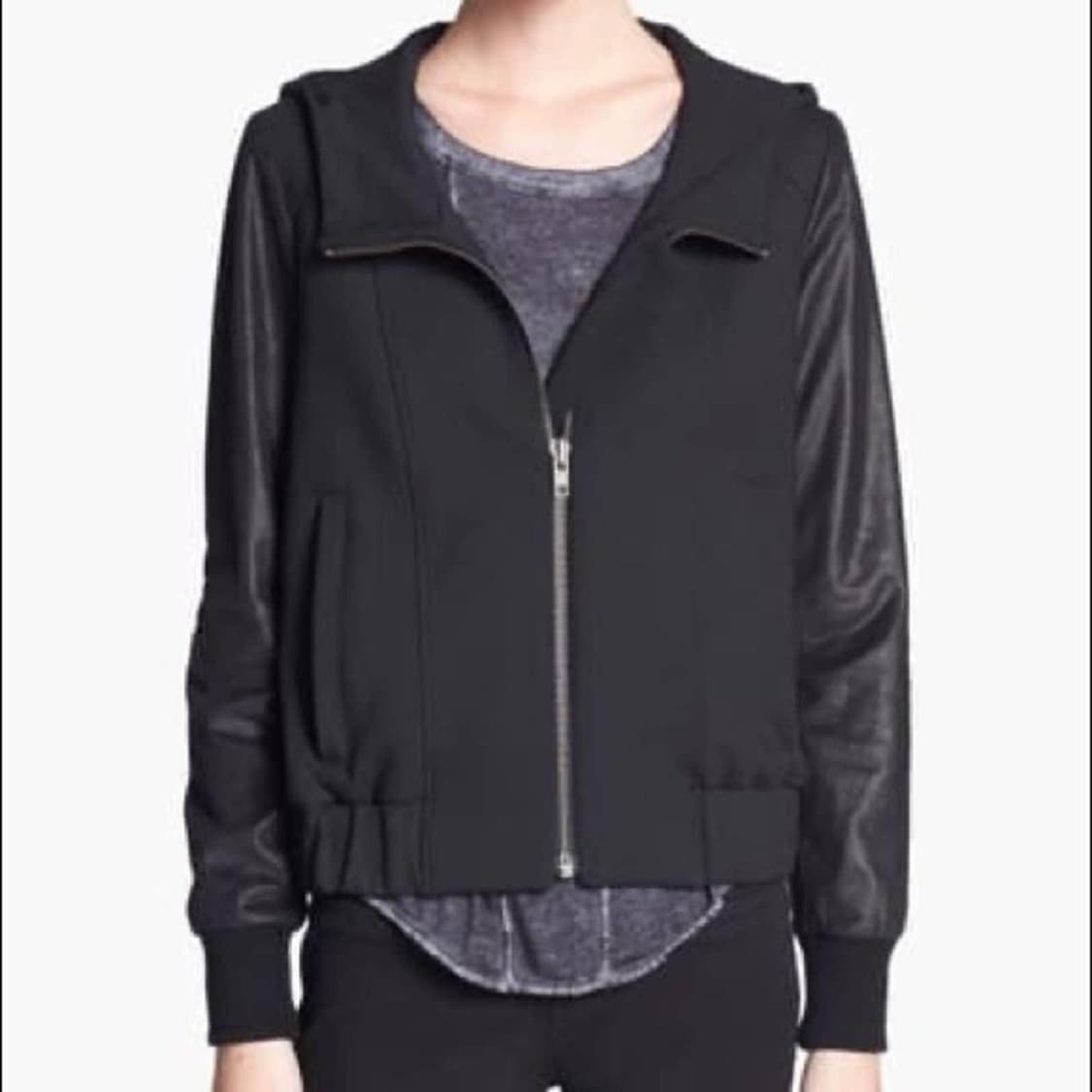 헬무트랭 카프스킨 레더 슬리브 봄버 자켓 블랙 상품이미지10