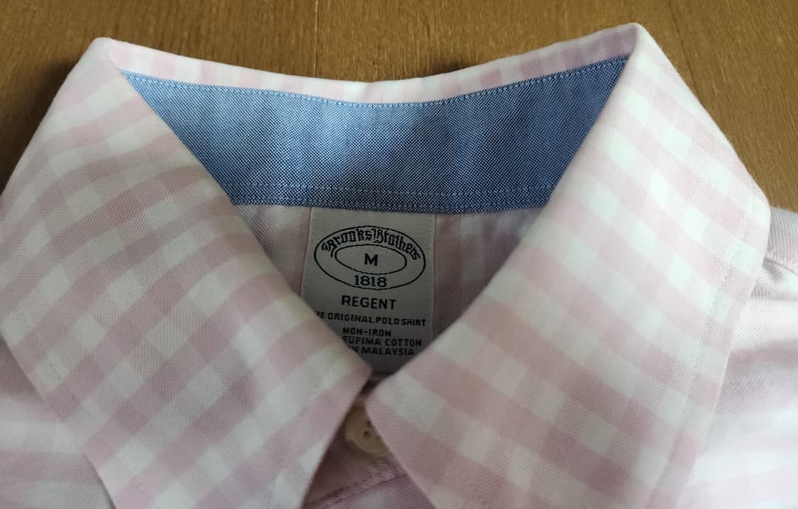 브룩스브라더스 핑크 깅엄 논아이론 리젠트핏 옥스포드셔츠(M) 상품이미지3