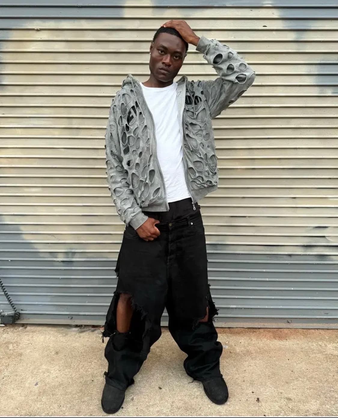 발렌시아가 디스트레스 페이크 박서 데님 배기 진 상품이미지2