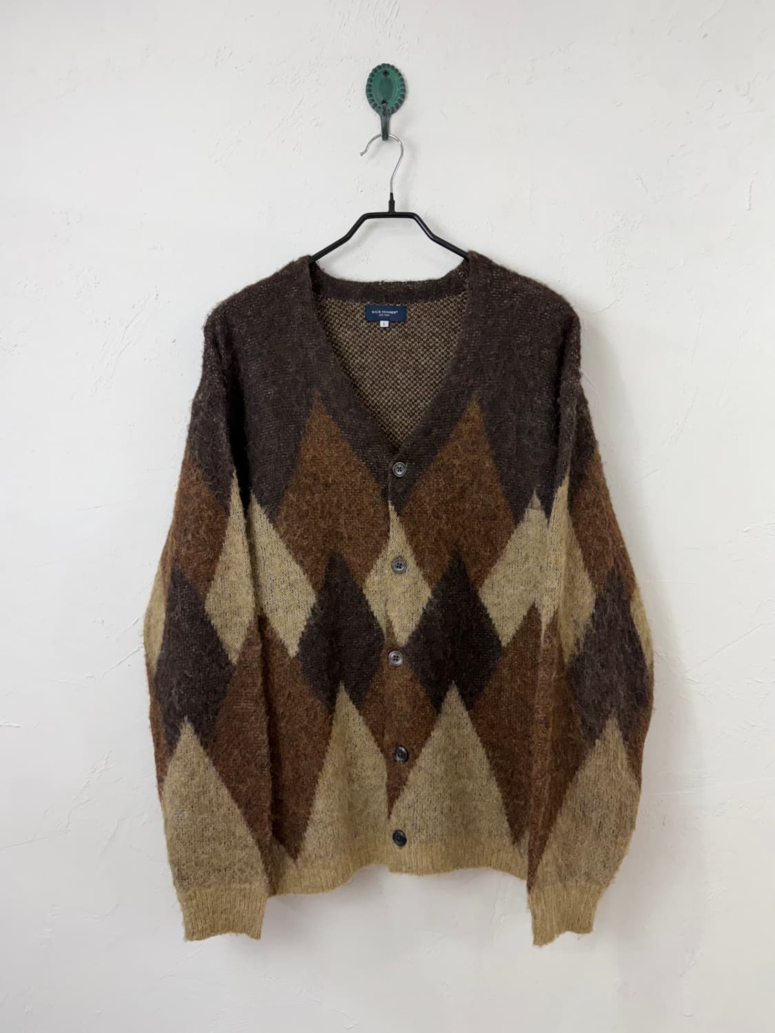 BACK NUMBER 아가일 모헤어 가디건 상품이미지1