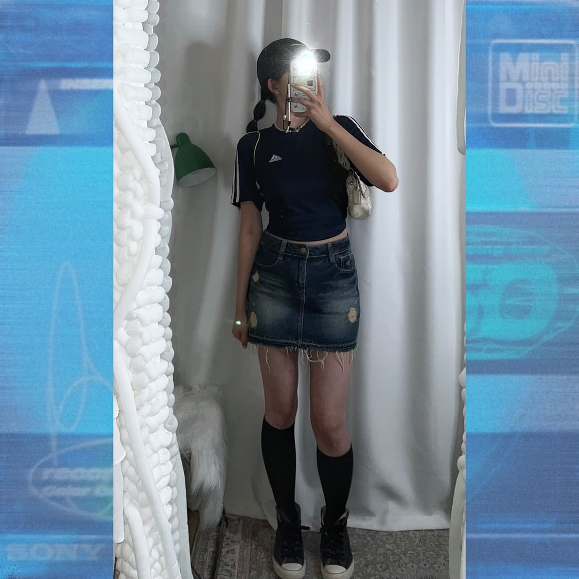 아디다스 딥 네이비 삼선 반팔 티셔츠 상품이미지2