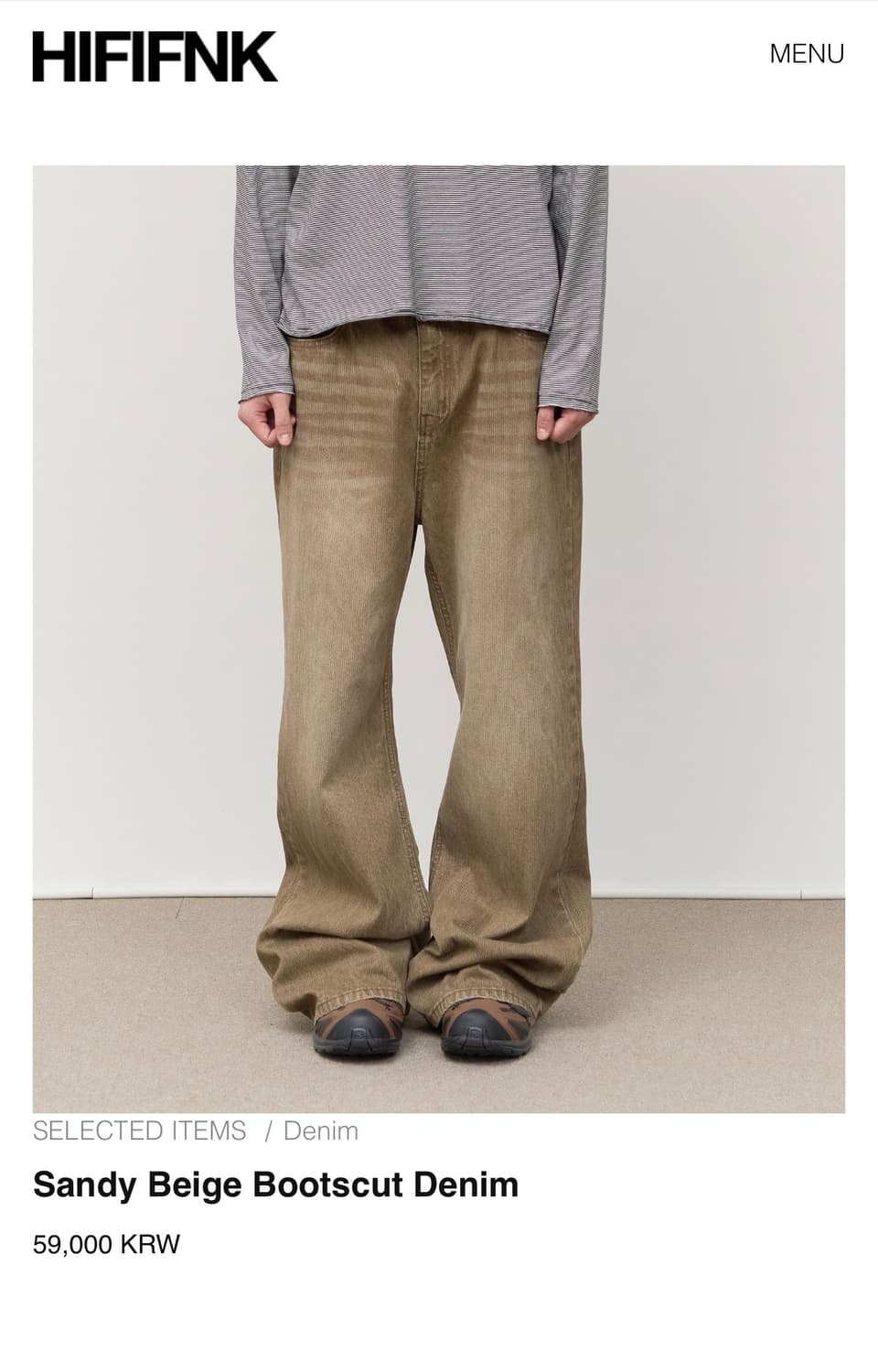 하이파이펑크 샌드베이지 부츠컷 데님 상품이미지1