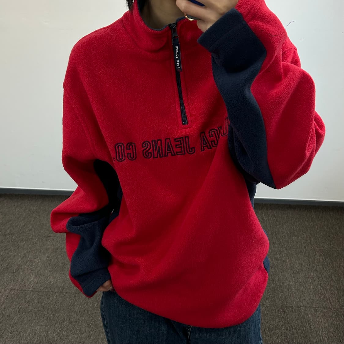 Nautica 노티카 레드 스펠아웃 후리스 아노락 상품이미지2