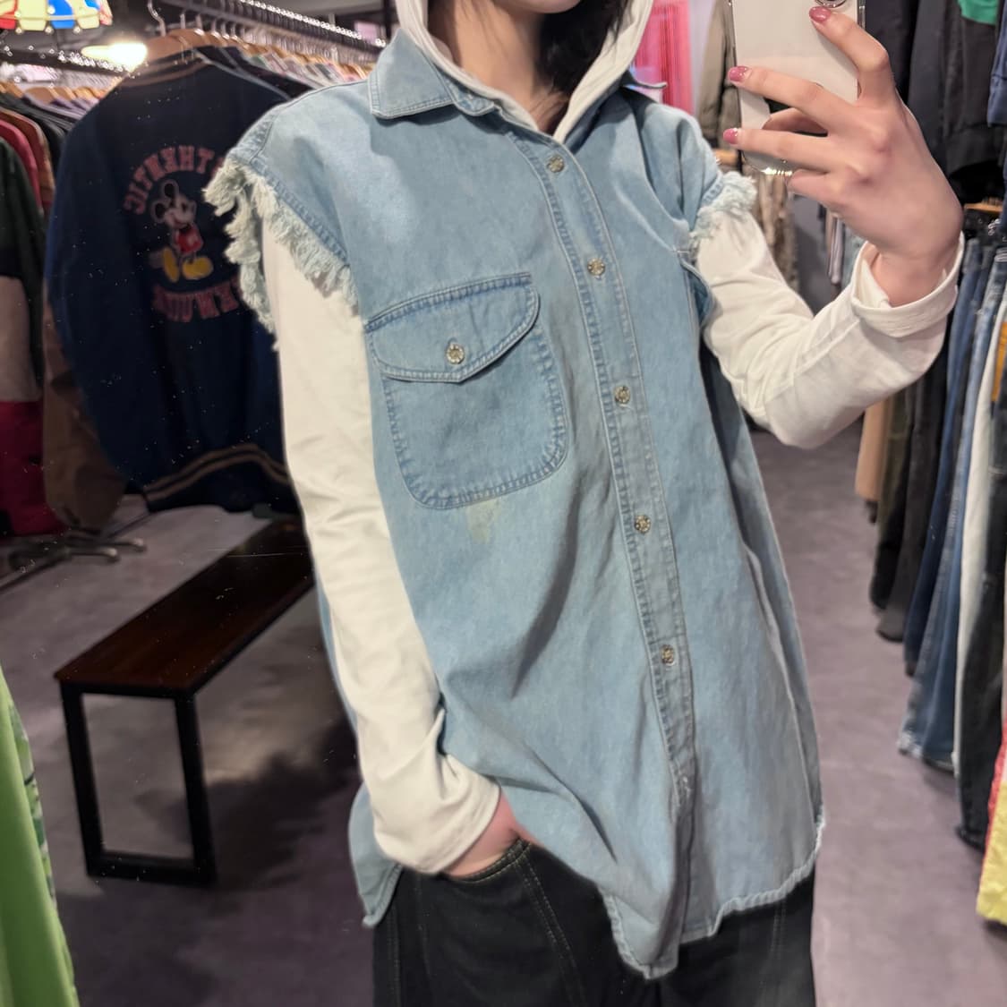  [IM] vtg 이글 프린팅 데님 베스트 상품이미지4