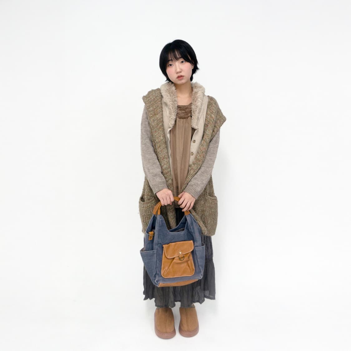 도토리 멜란지 후드 니트 가디건 상품이미지1