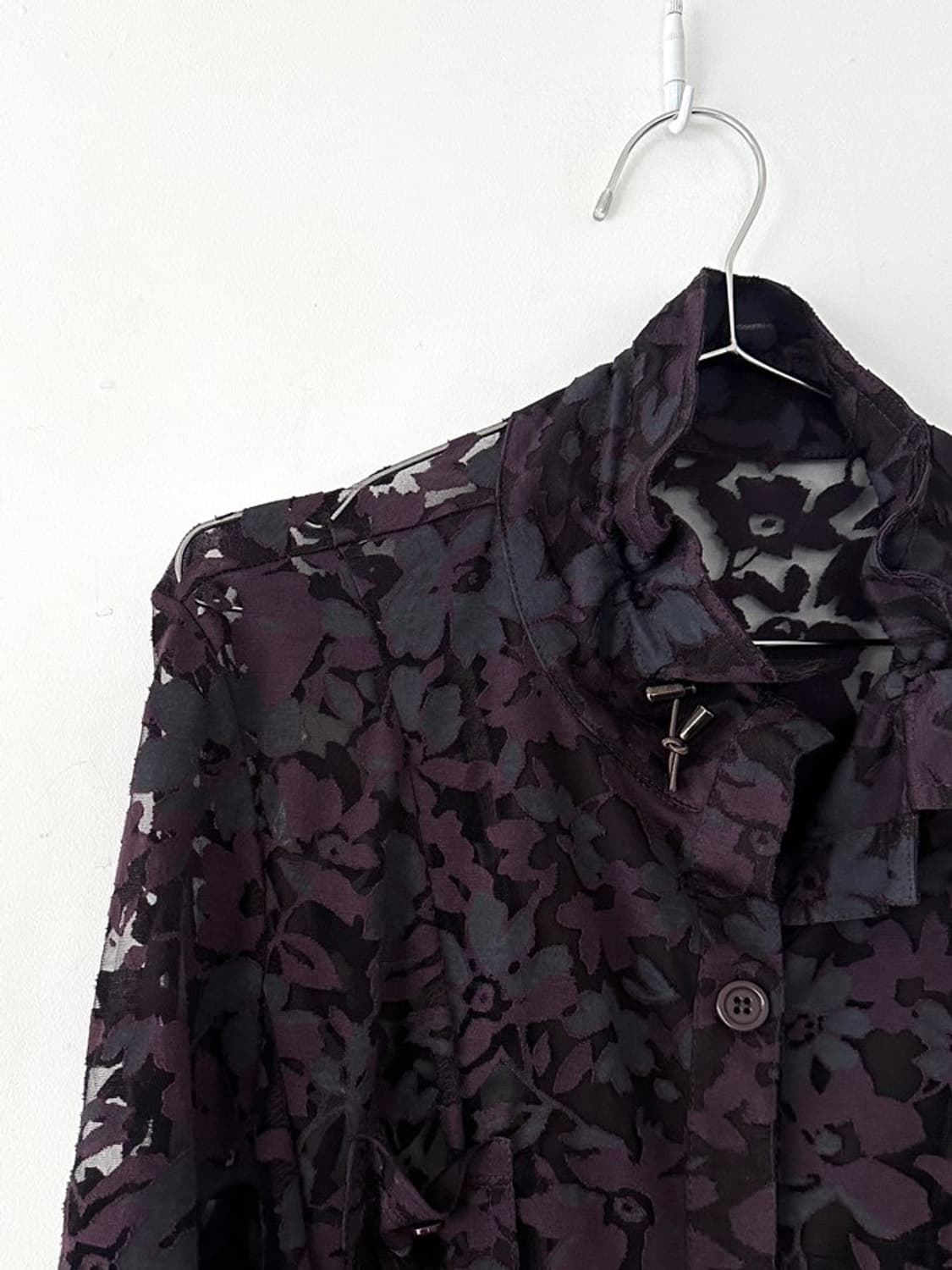 Jacquard string shirt / purple brown 상품이미지6