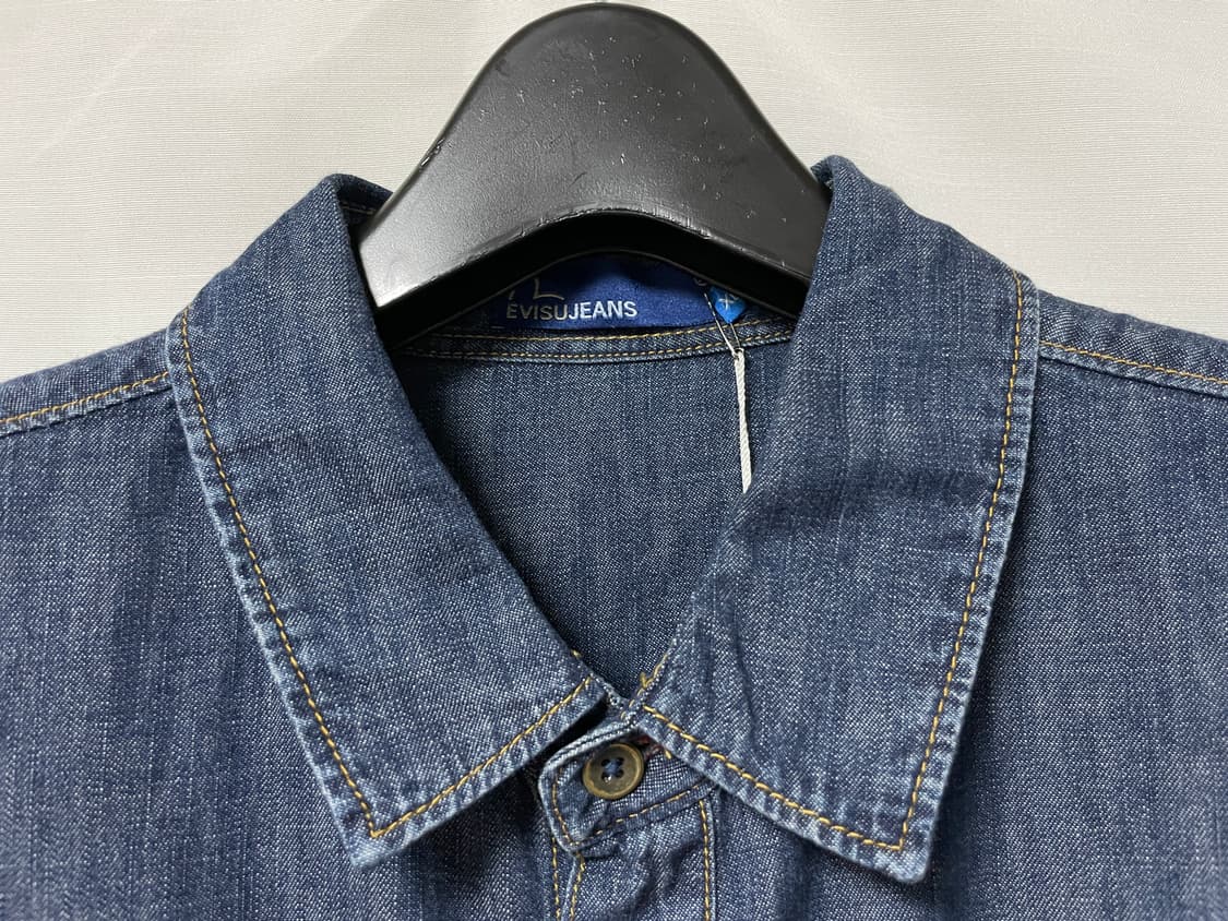 (미사용) Evisu 에비수 레드로고 투포켓 데님셔츠 청남방 XL 상품이미지4