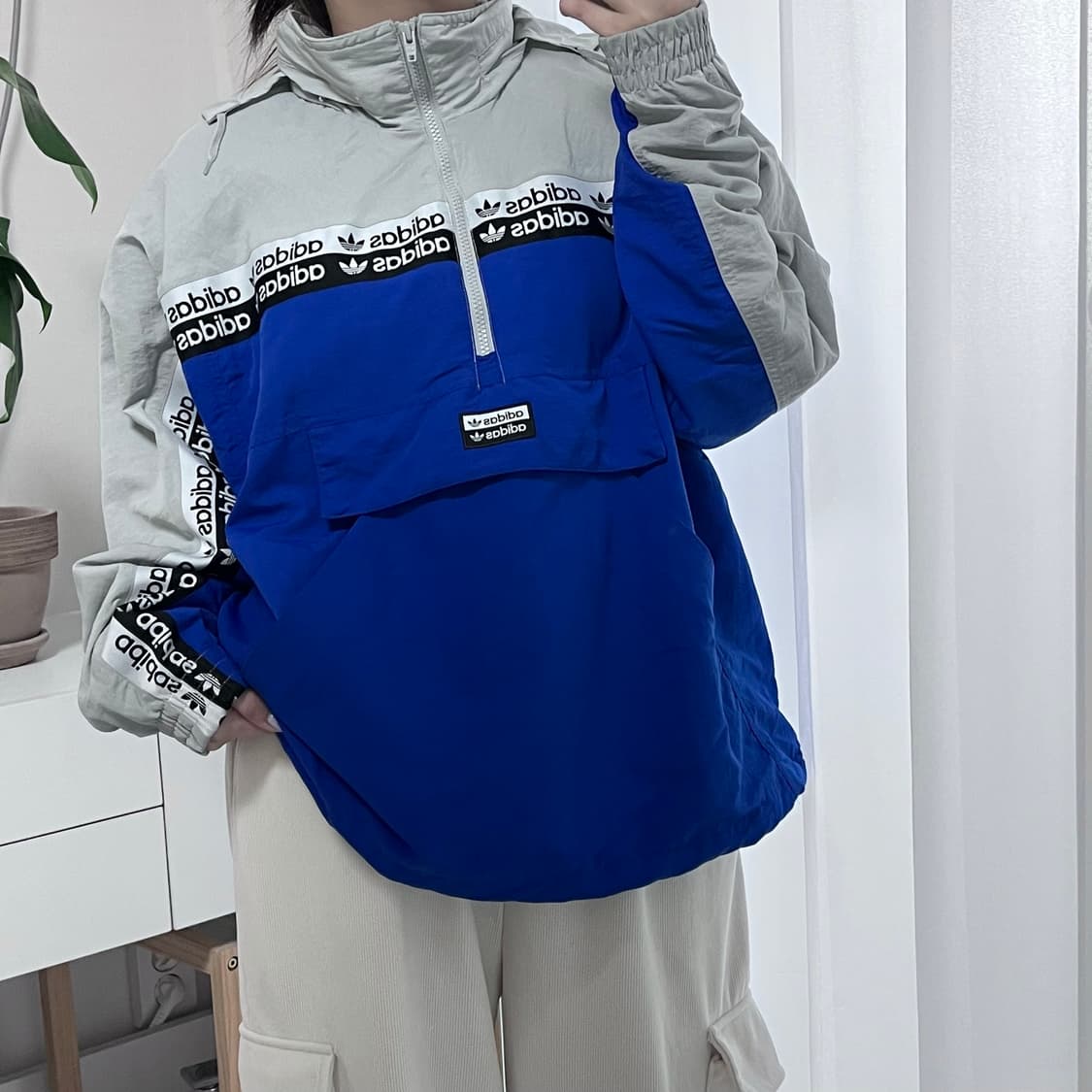 [정품] 아디다스 그레이블루 배색 아노락 [ L ] 상품이미지2