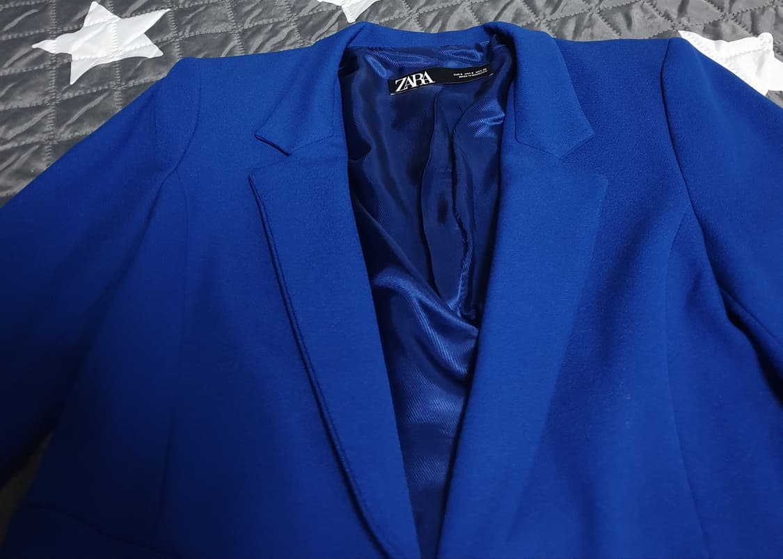 자라 블랙라벨 비스코스 혼방 버튼리스 코트 코발트블루 (S) 상품이미지2