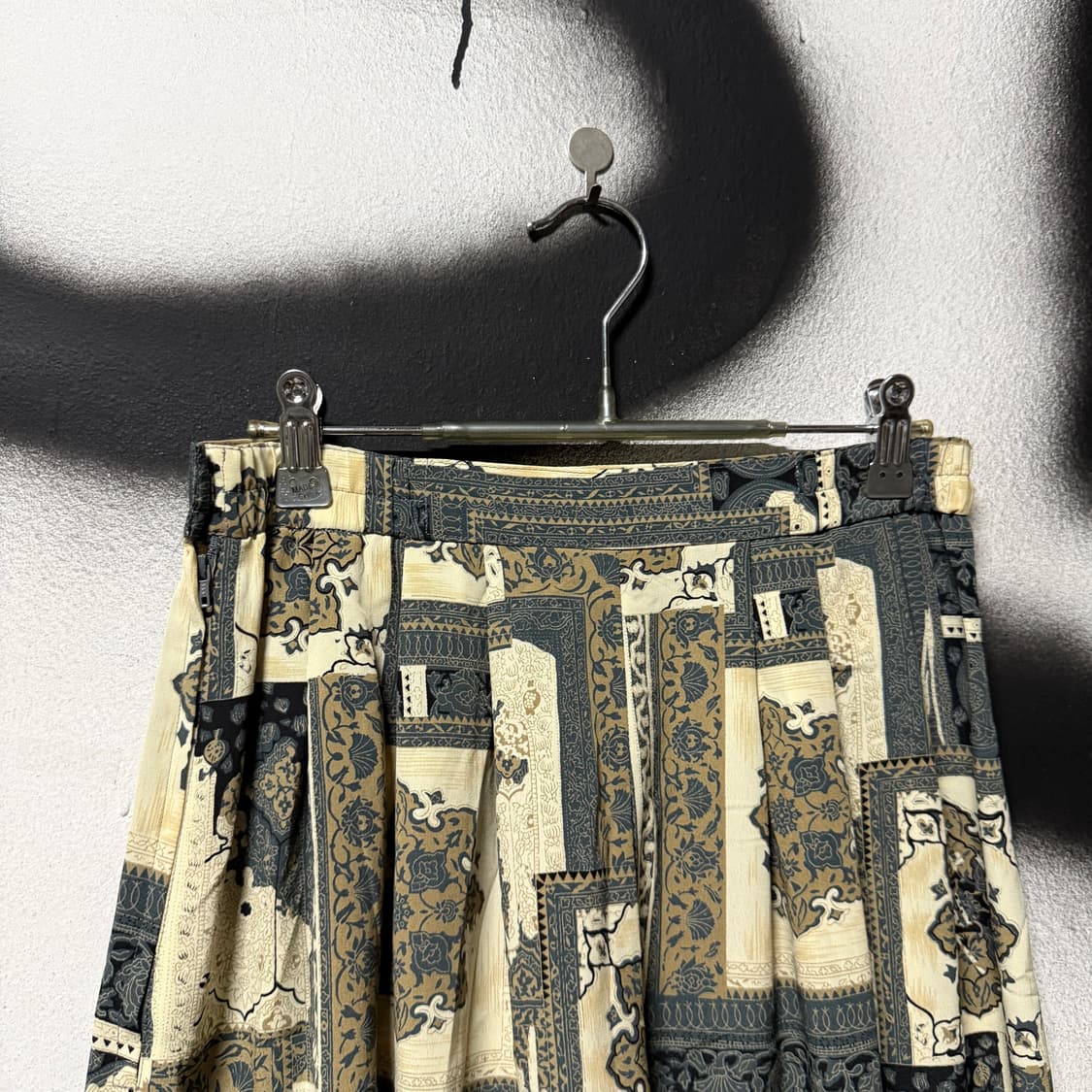 VTG 빈티지 재패니즈 에스닉 풀 패턴 옆 밴딩 와이드 쇼트 팬츠 상품이미지3