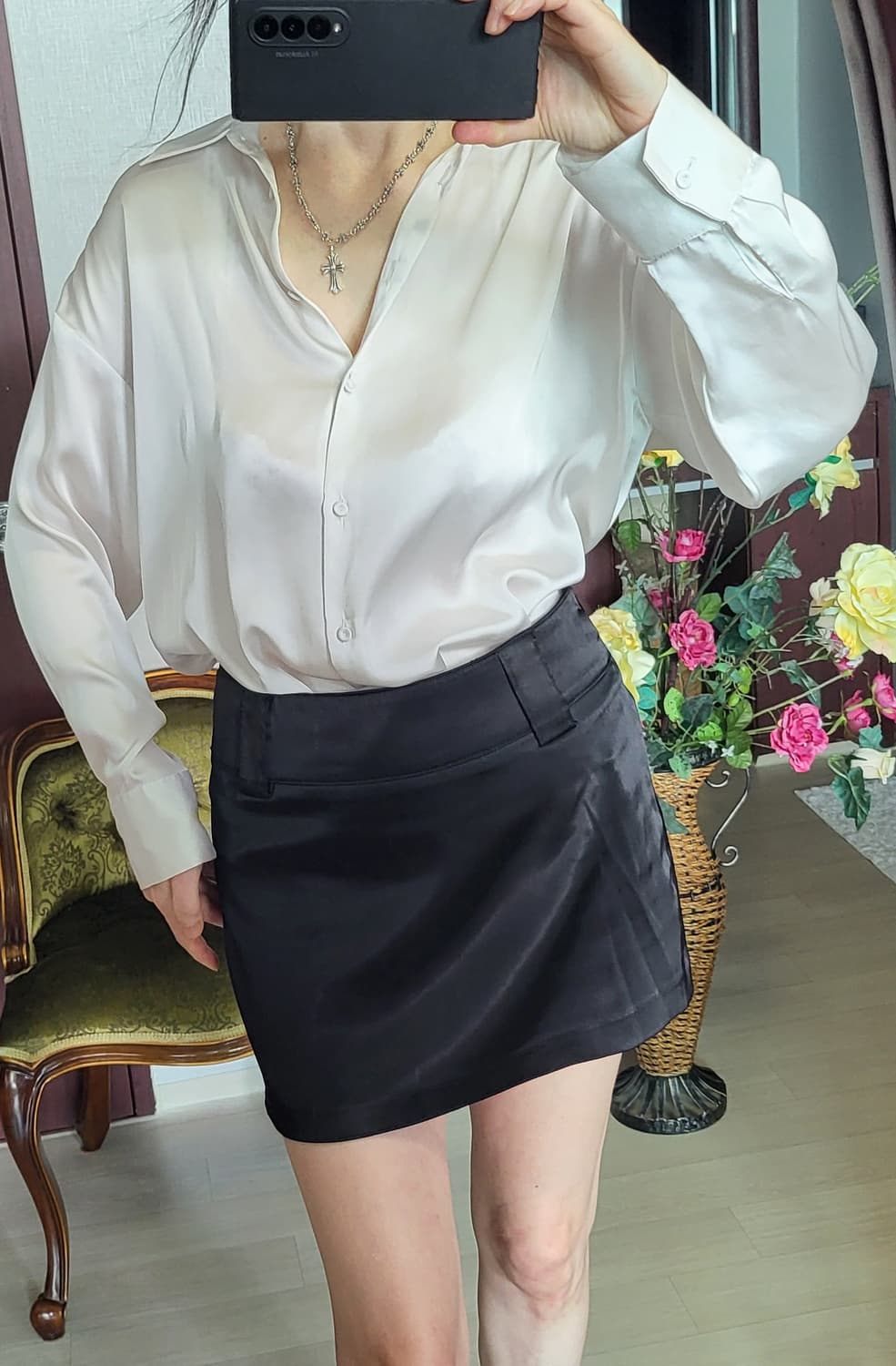 자라 폴리 실크 공단 블라우스  상품이미지4
