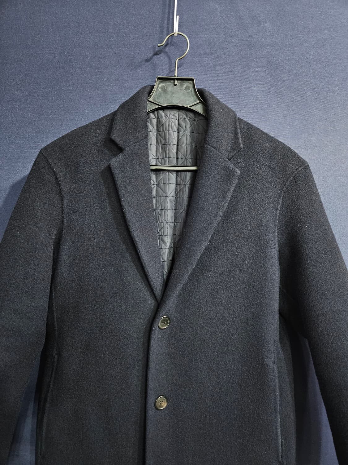 헤지스 네이비 남성 슬림핏 100 롱코트  상품이미지7