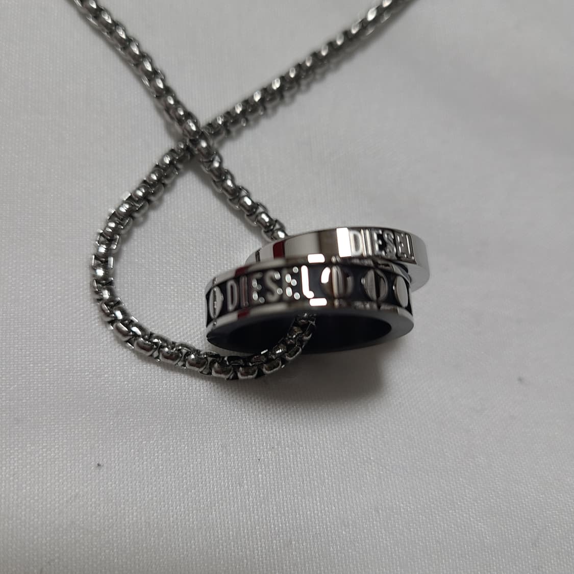 디젤 스테인리스 스틸 더블 팬던트 목걸이 실버 상품이미지1