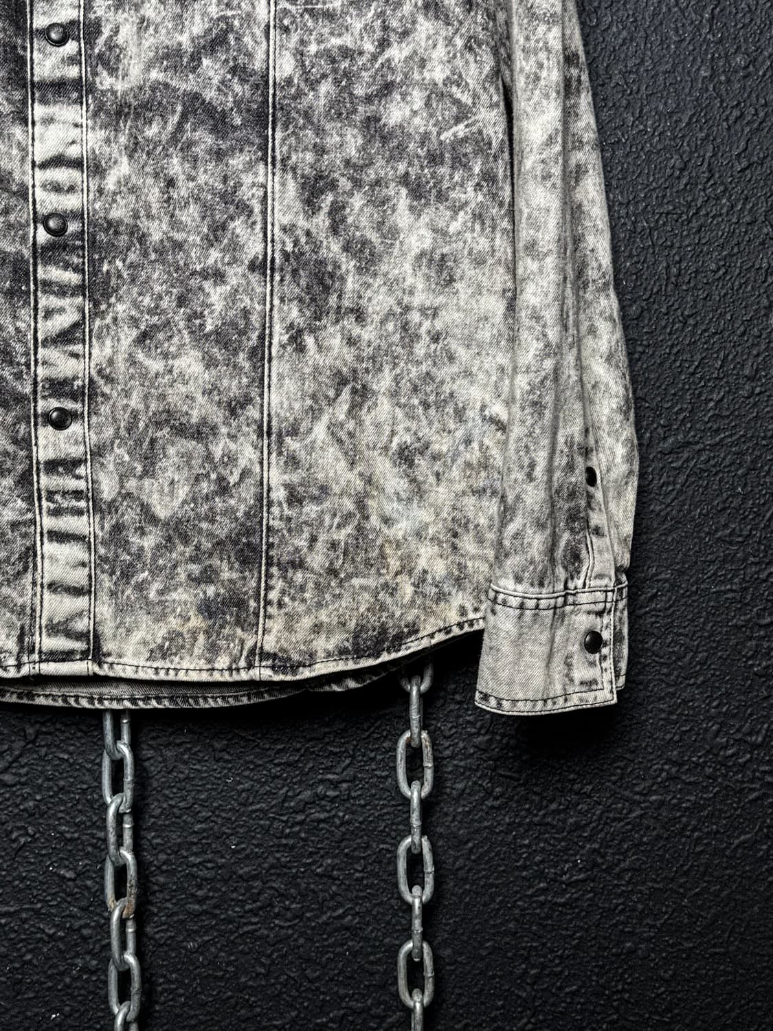 Acid Wash Denim Western Shirt 상품이미지7