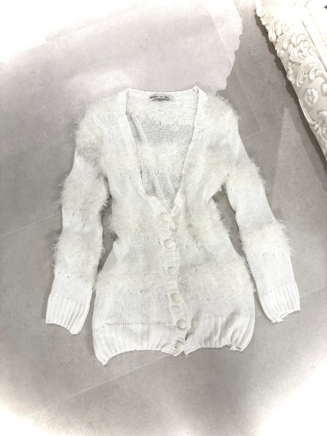 화이트 스트라이프 롱가디건 상품이미지1